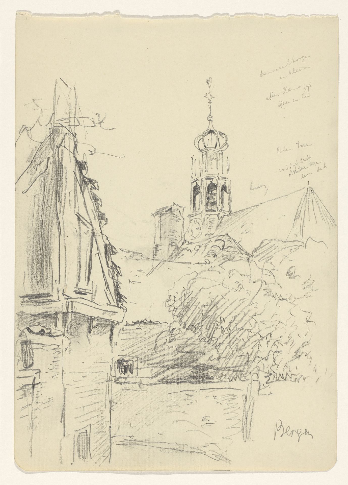 Gezicht op de Ruïnekerk te Bergen by Jan Hoynck van Papendrecht