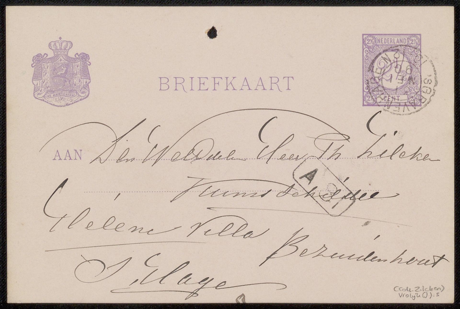 Briefkaart aan Philip Zilcken by Jan Vrolijk