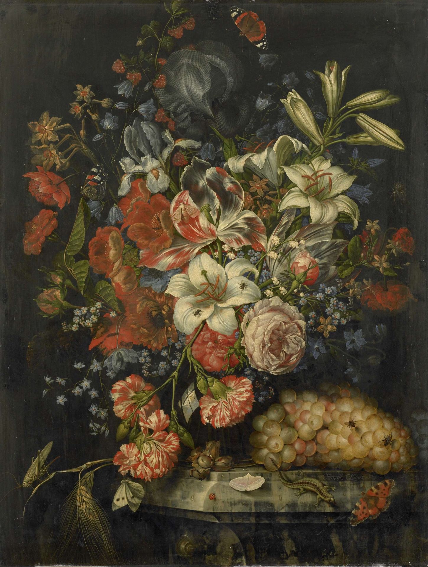 Still Life with Flowers and Fruit by Ottmar (I) Elliger