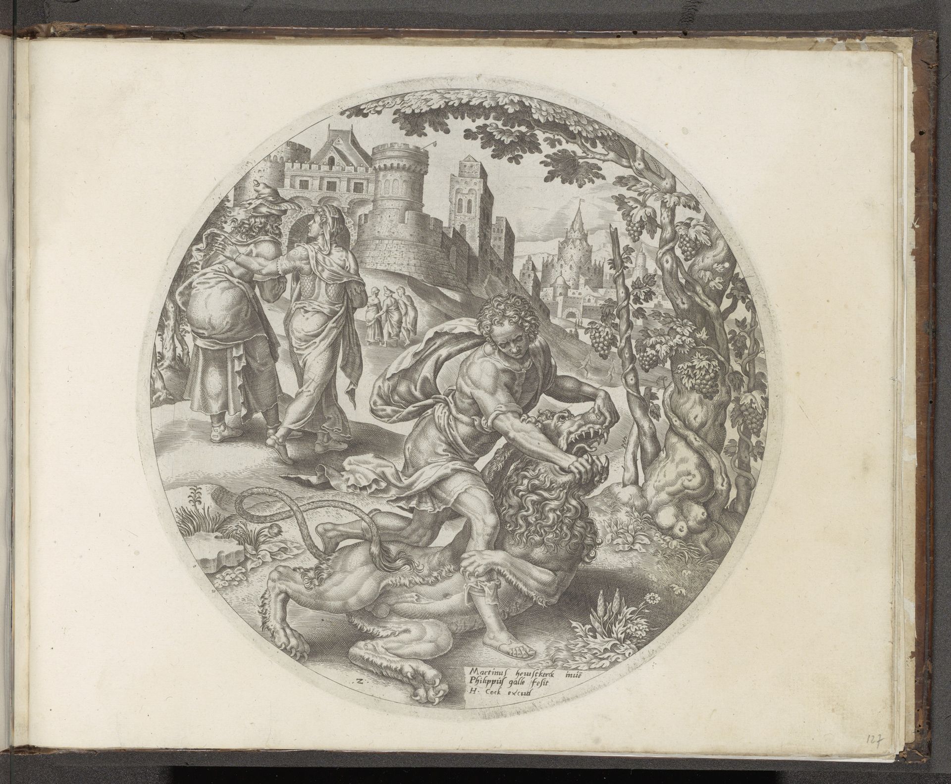 Simson doodt de leeuw by Philips Galle