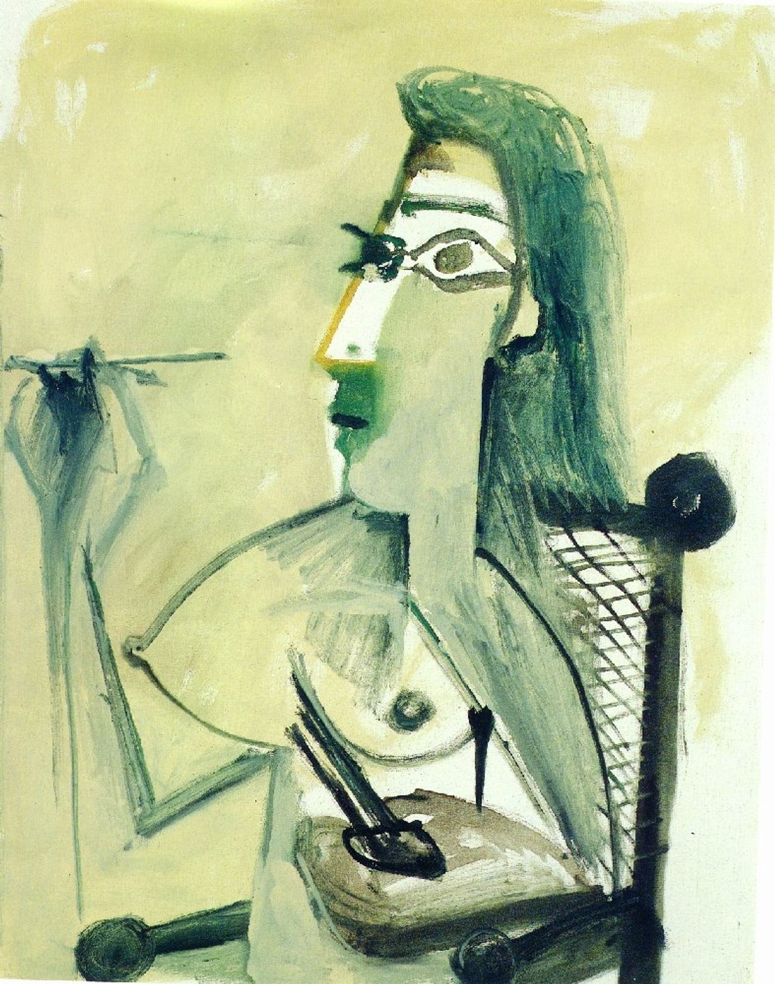 Drawing nude seated in armchair by Pablo Picasso