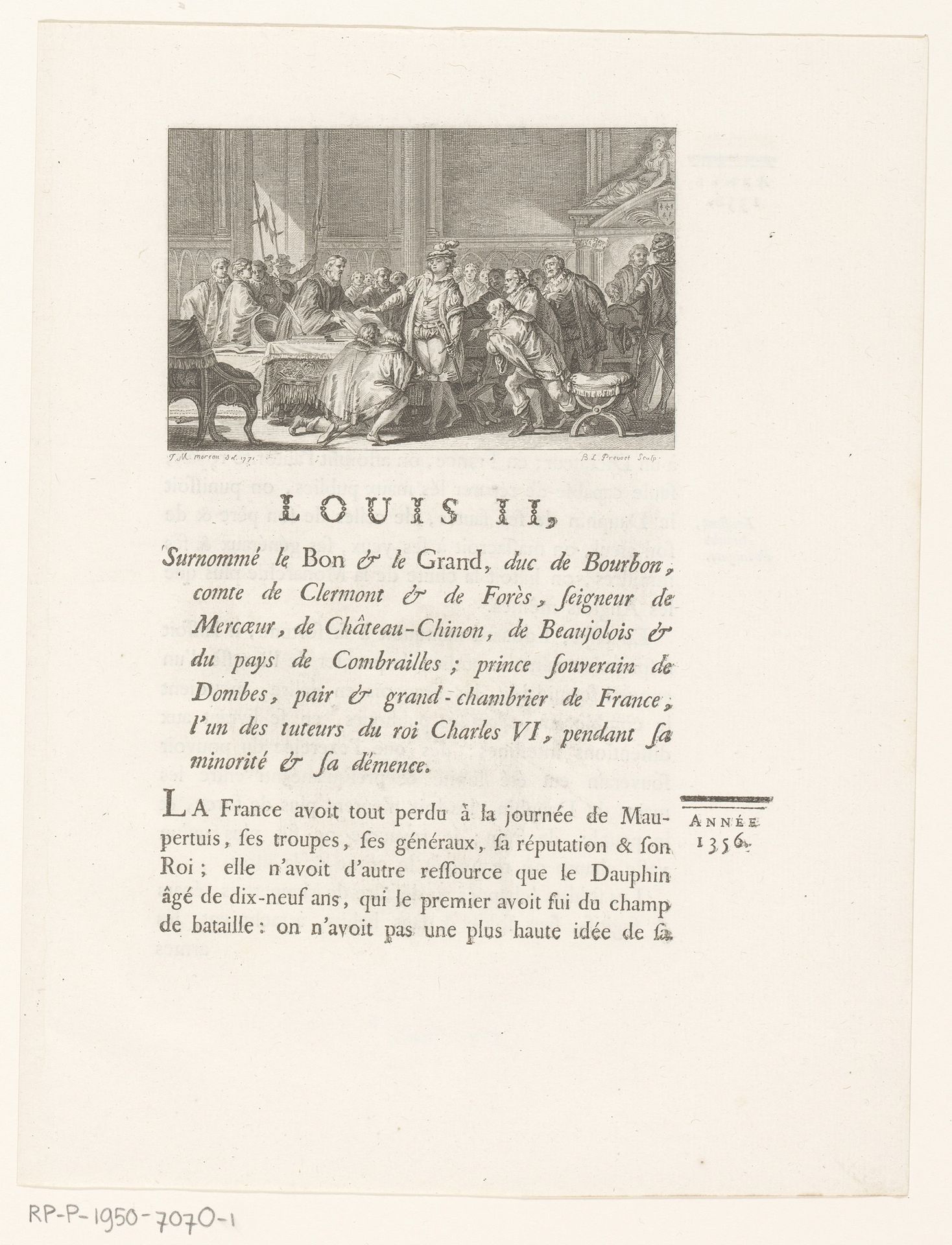 Lodewijk II van Bourbon omringd door edelen by Benoit Louis Prevost