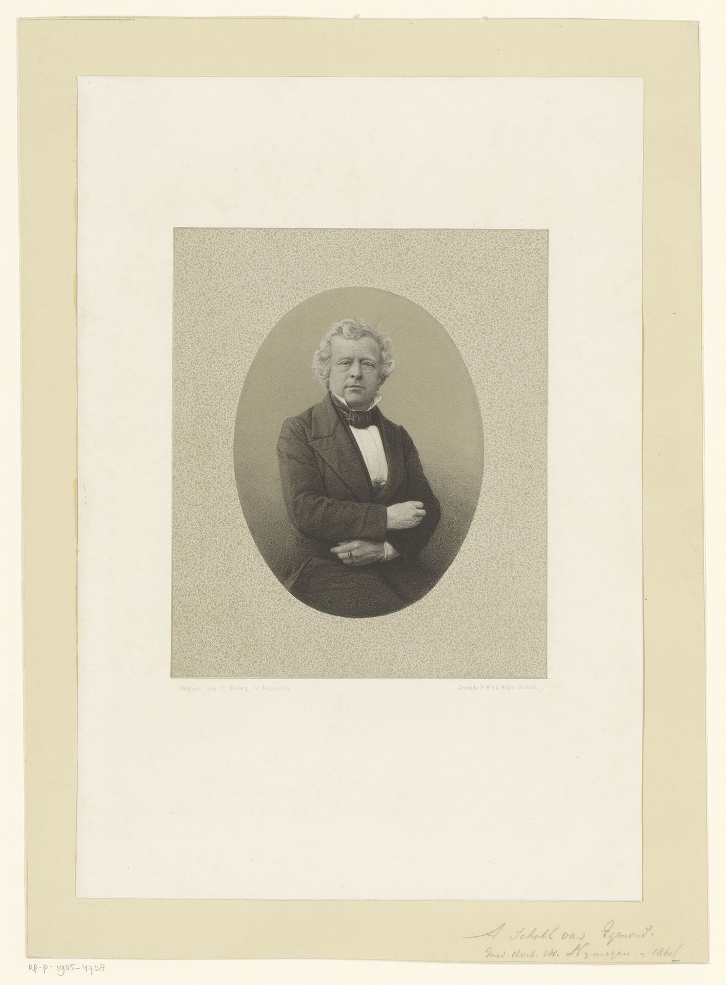 Portret van Abraham Scholl van Egmond by Pieter Wilhelmus van de Weijer