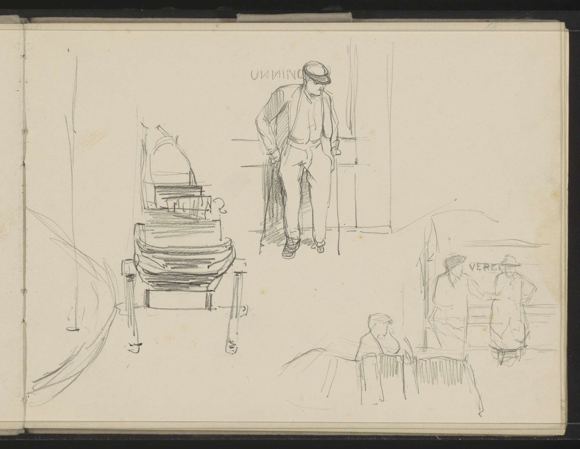 Paardenkoets en figuren op een straat by Ferdinand Oldewelt