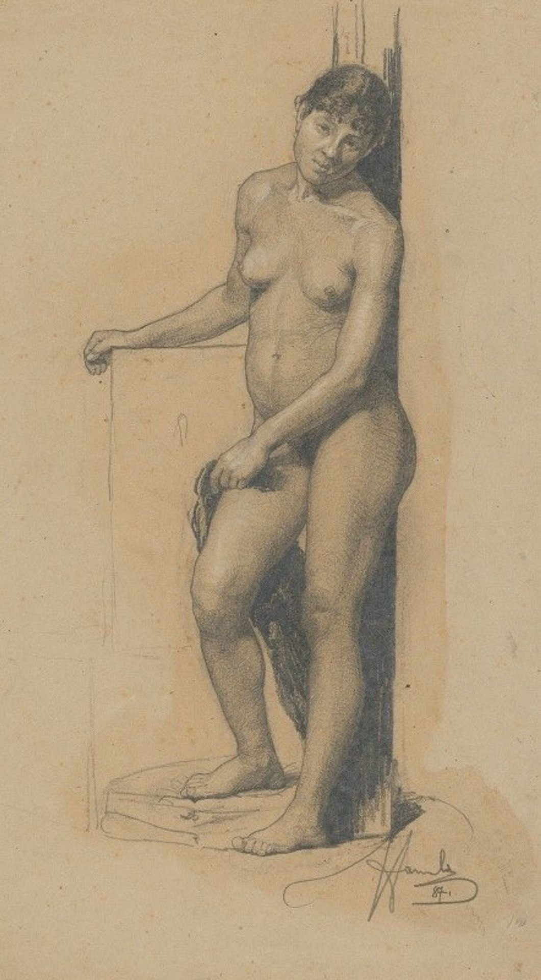 Nude standing woman by Jozef Hanula