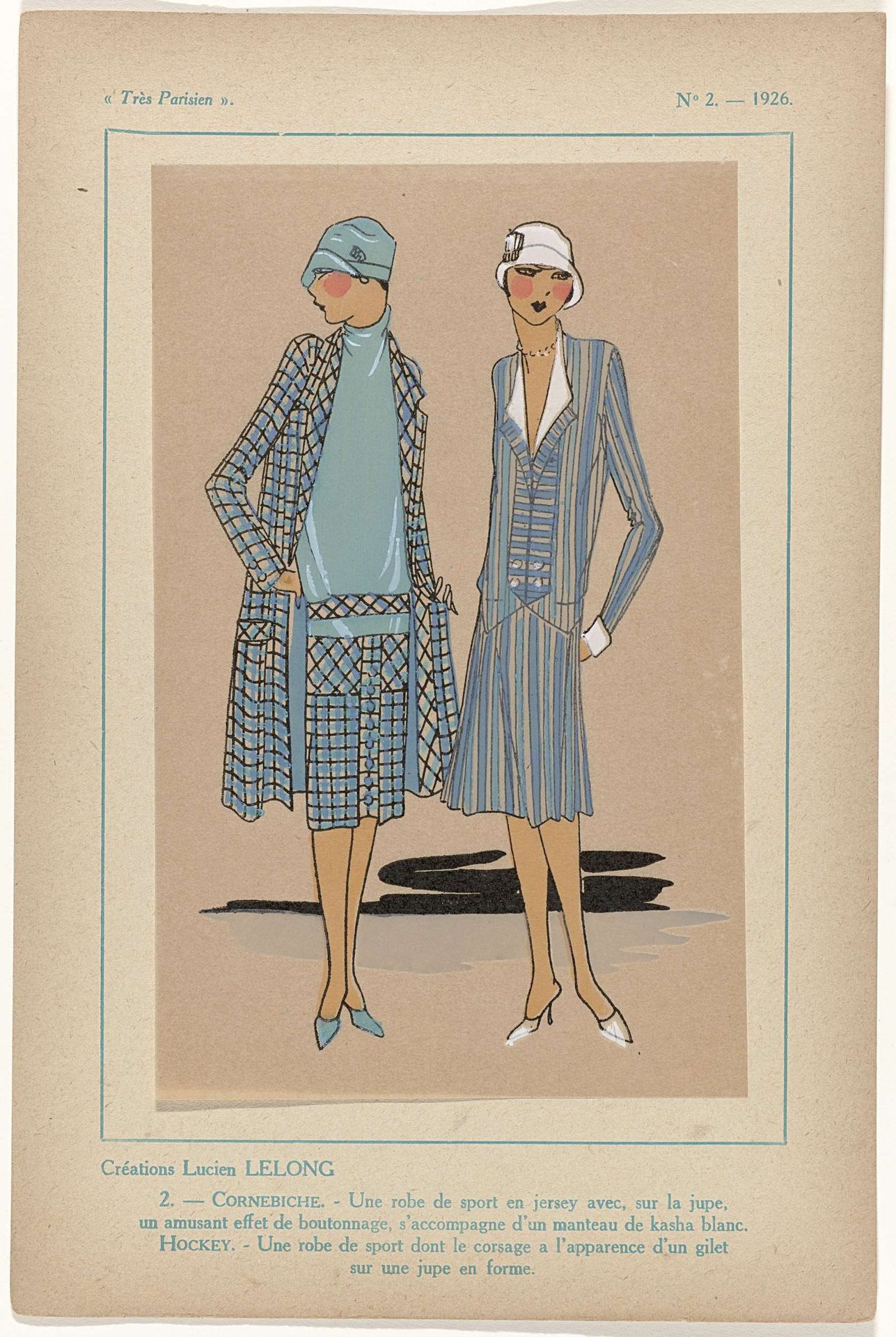 Très Parisien, 1926, No.  2, Pl. 2: Créations Lucien LELONG - CORNEBICHE by G-P. Joumard