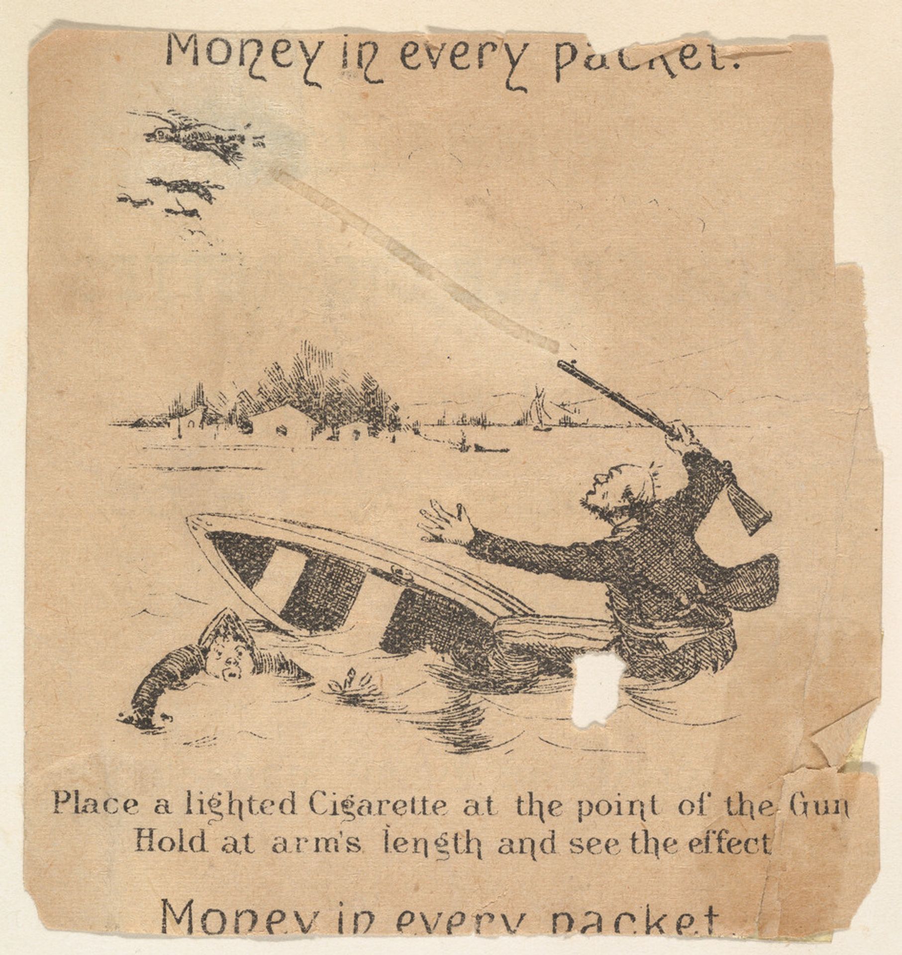 Man with rifle in row boat, from the Comic Powder Novelties series (N200) issued by Wm. S. Kimball & Co. by William S. Kimball & Company