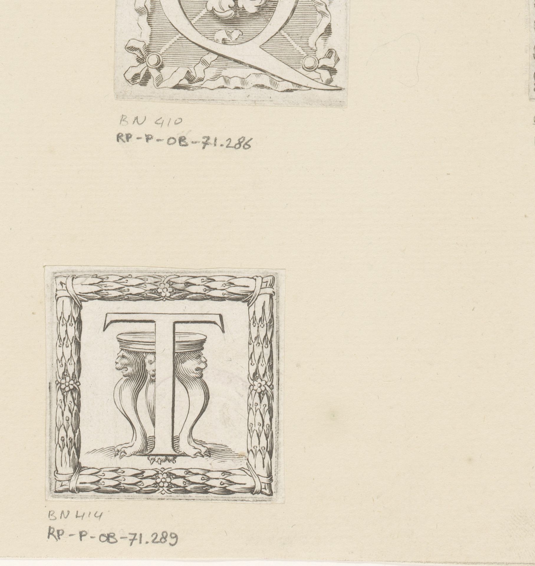 Letter T met een tafel by Claude Mellan