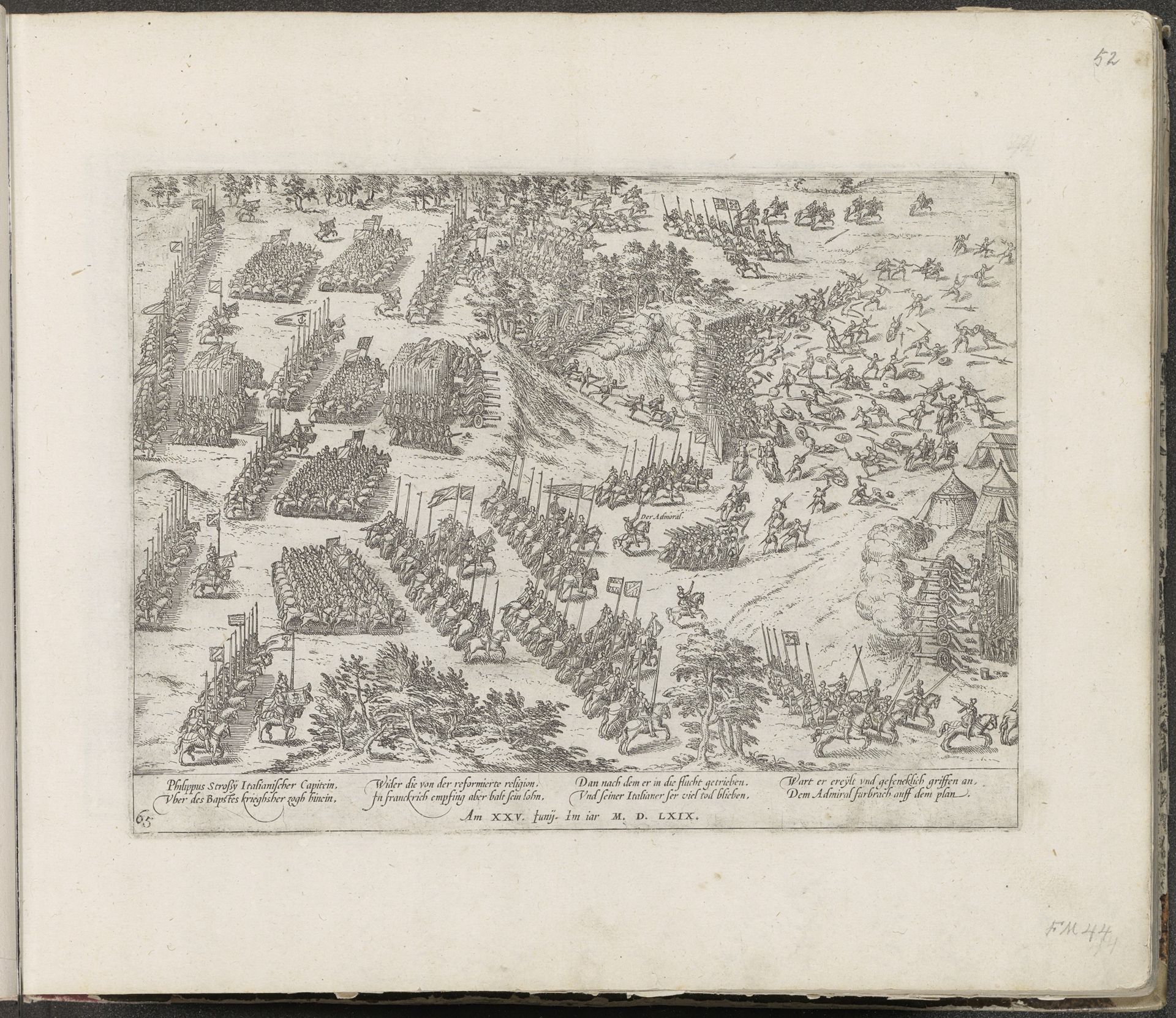 Strozzi in Frankrijk gevangen genomen, 1569 by Frans Hogenberg