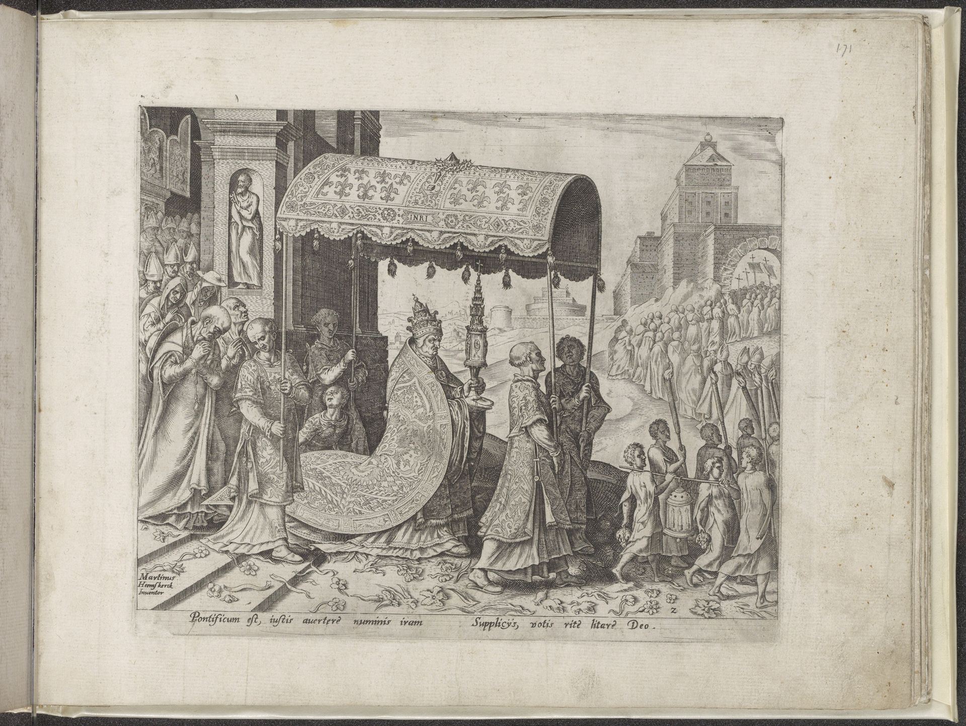 Uitvoering van de taak van de geestelijke stand door de paus by Philips Galle