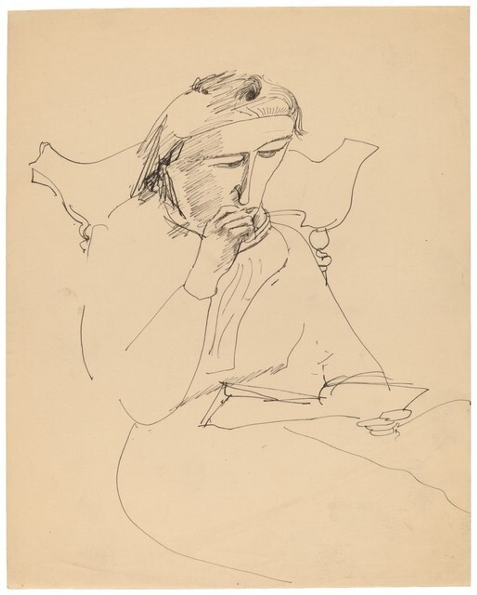 Reading Woman in Chair with Right Hand near Mouth by Mark Rothko