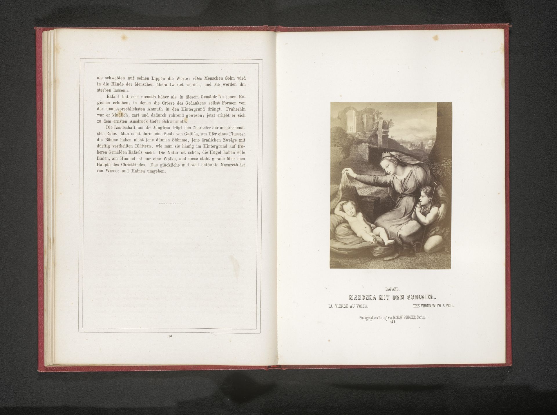 Fotoreproductie van een prent naar een schilderij, voorstellende de Madonna met de blauwe diadeem by Gustav Schauer