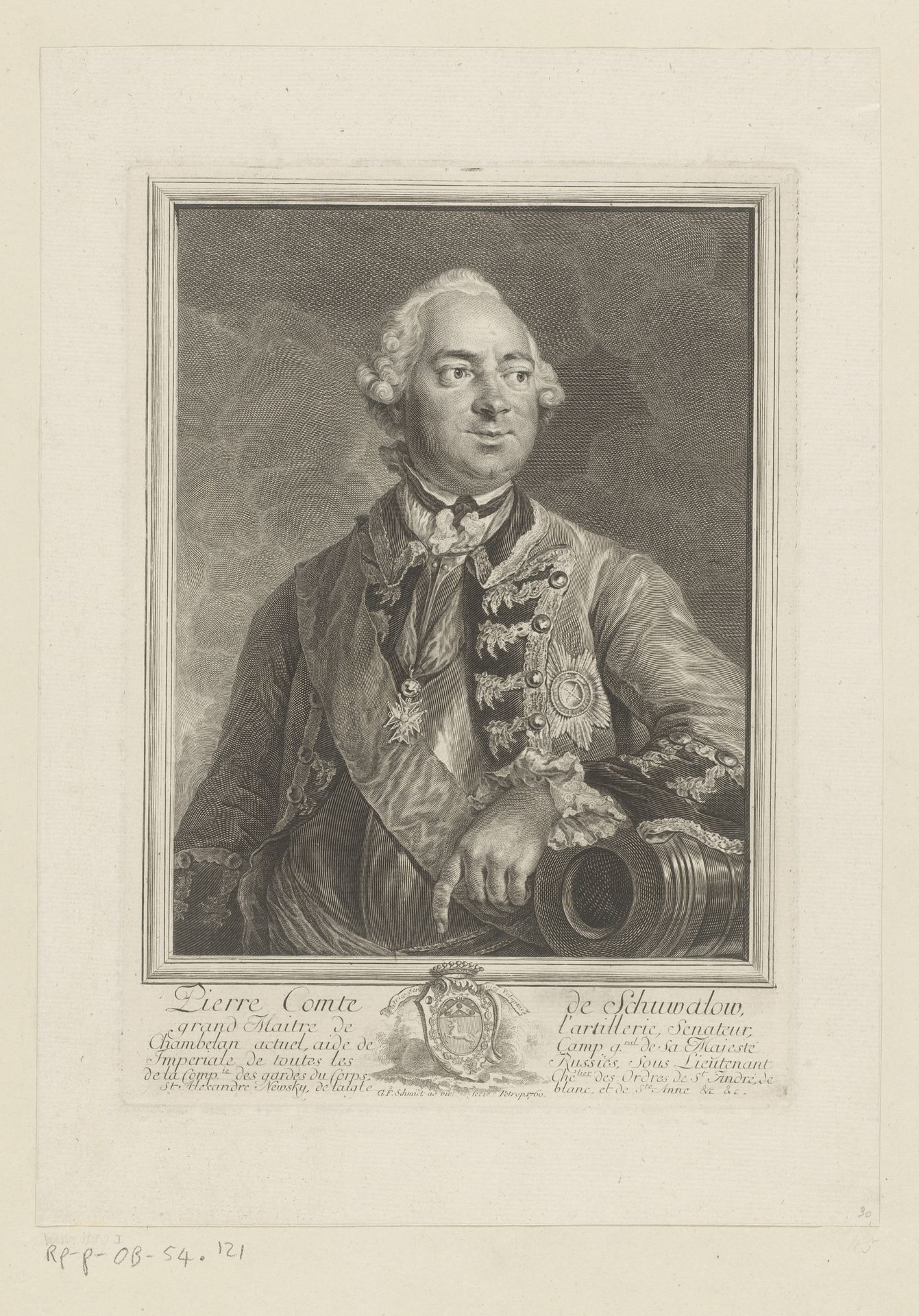 Portret van Peter Ivanovich Shuvalow by Georg Friedrich Schmidt