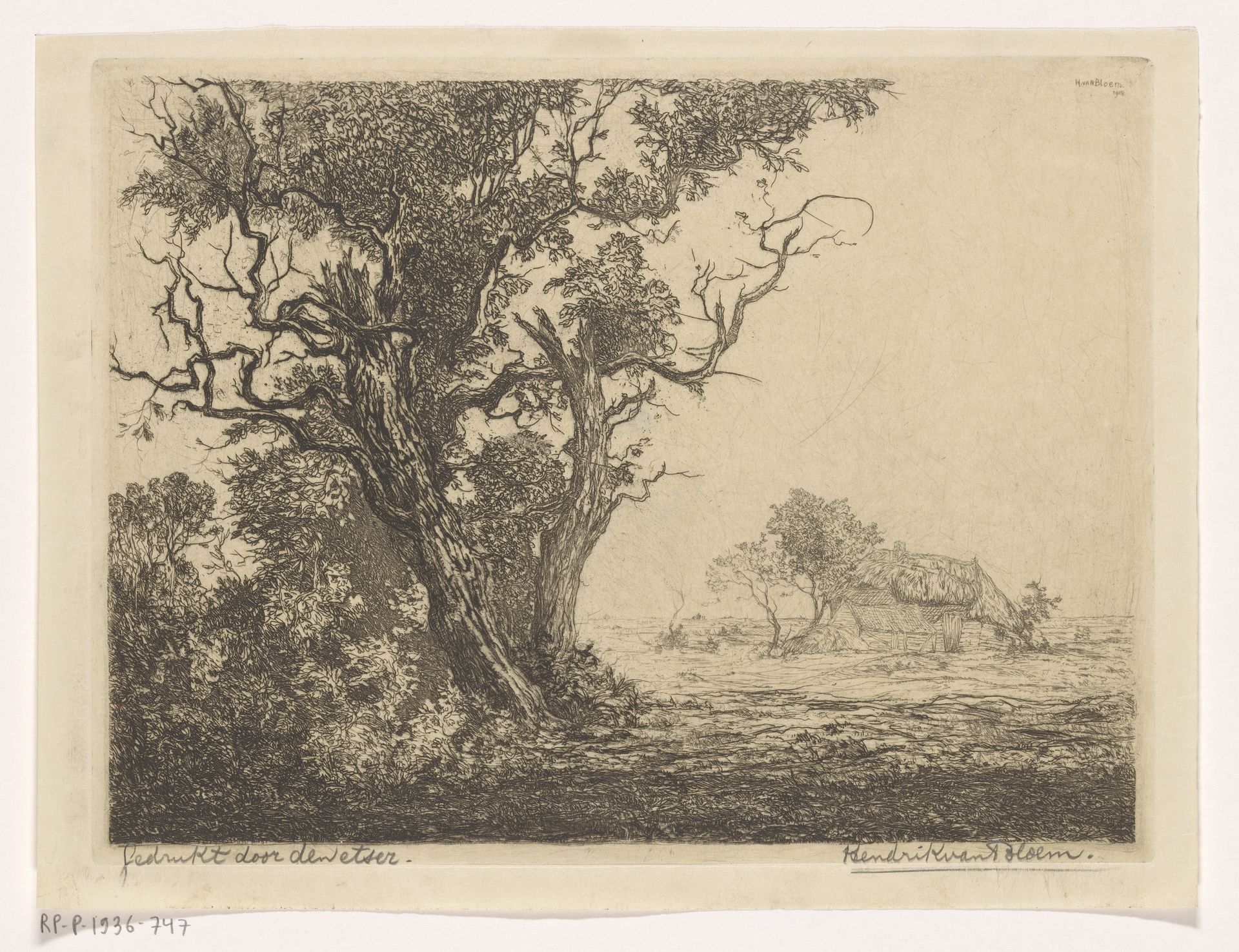 Huis in heidelanschap by Hendrik van Bloem