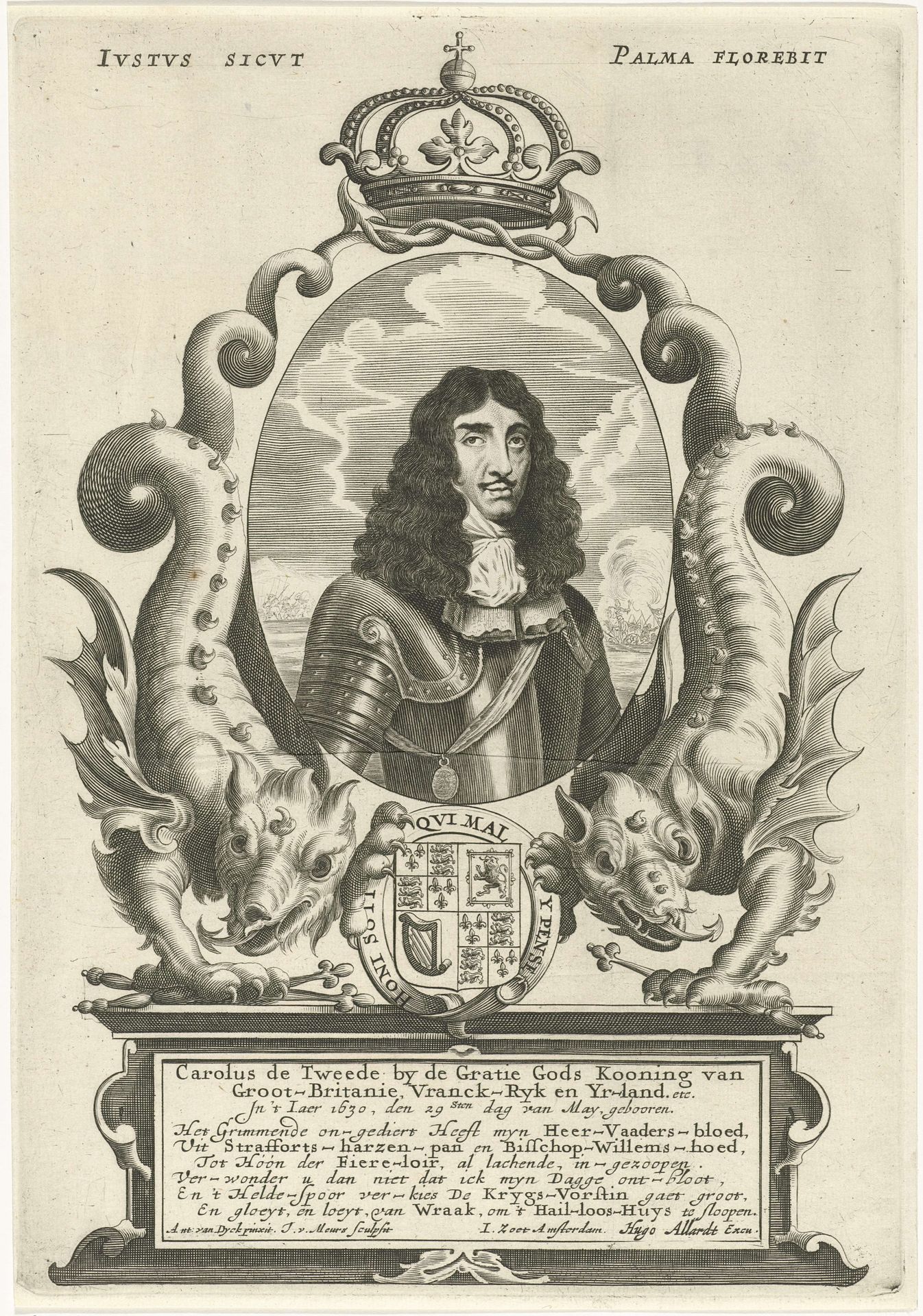 Portret van koning Karel II van Engeland by Jacob van Meurs