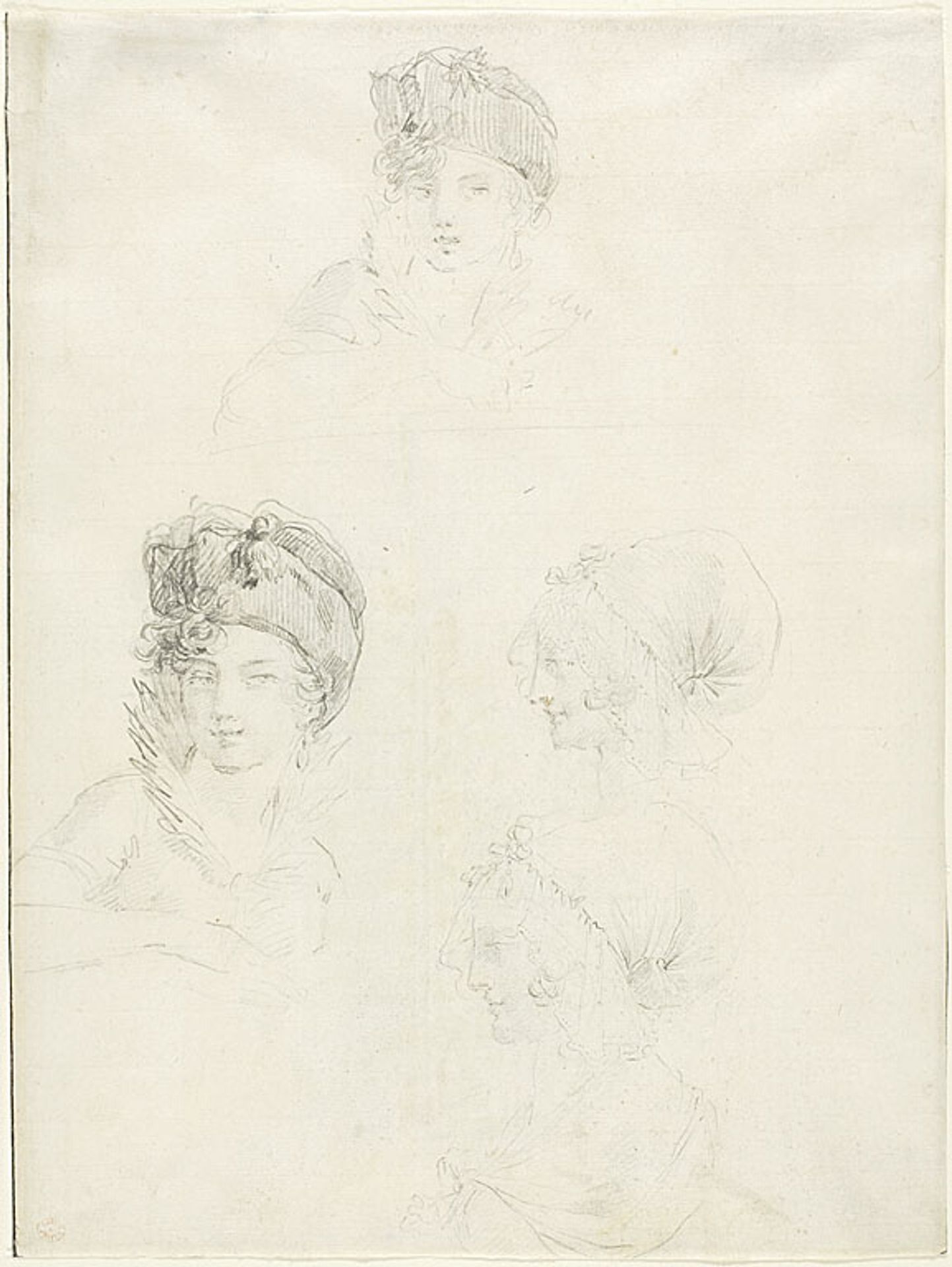 Four Sketches of Two Women by Jean-Baptiste Joseph Wicar
