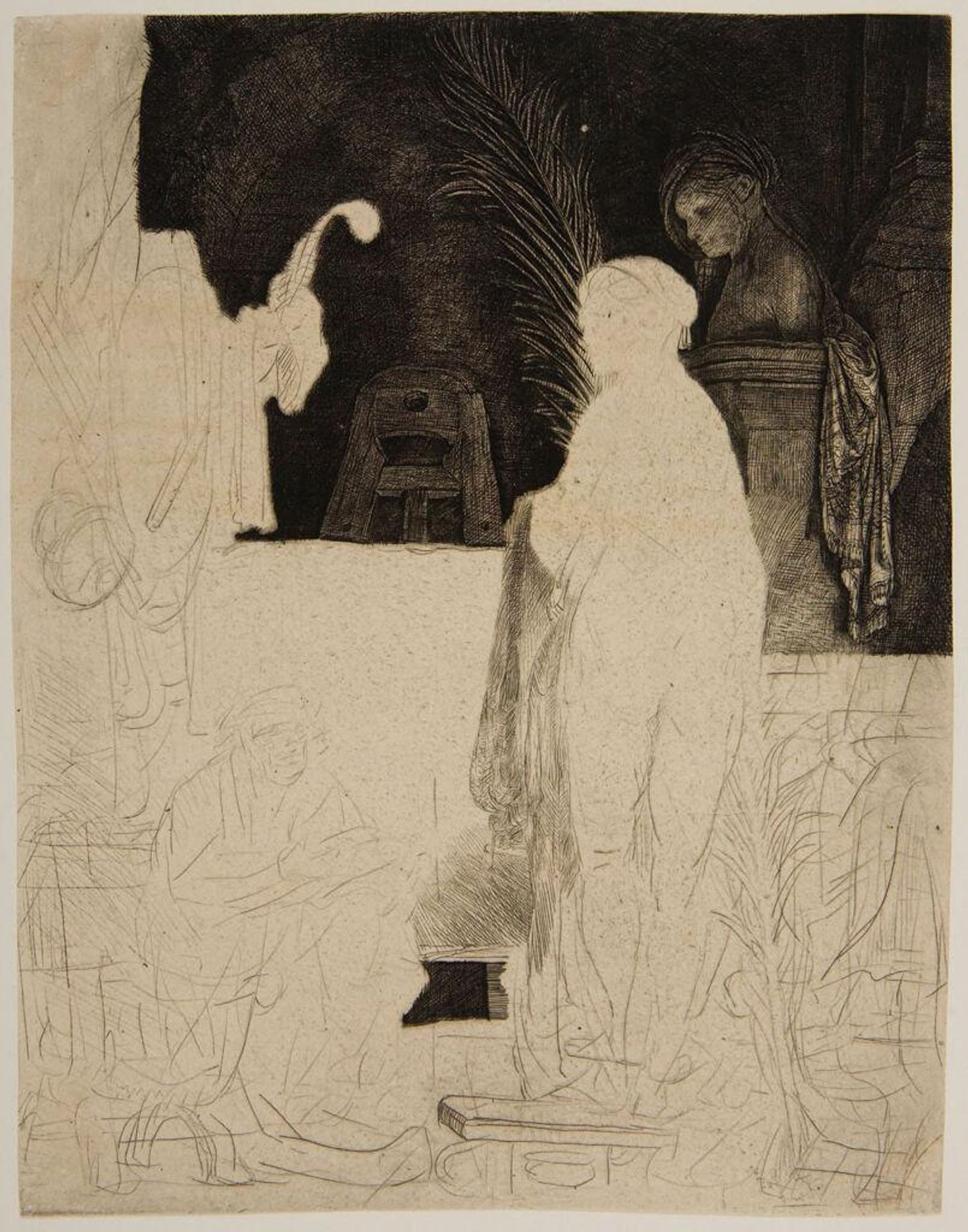 Artist and His Model: Unfinished Plate by Rembrandt van Rijn