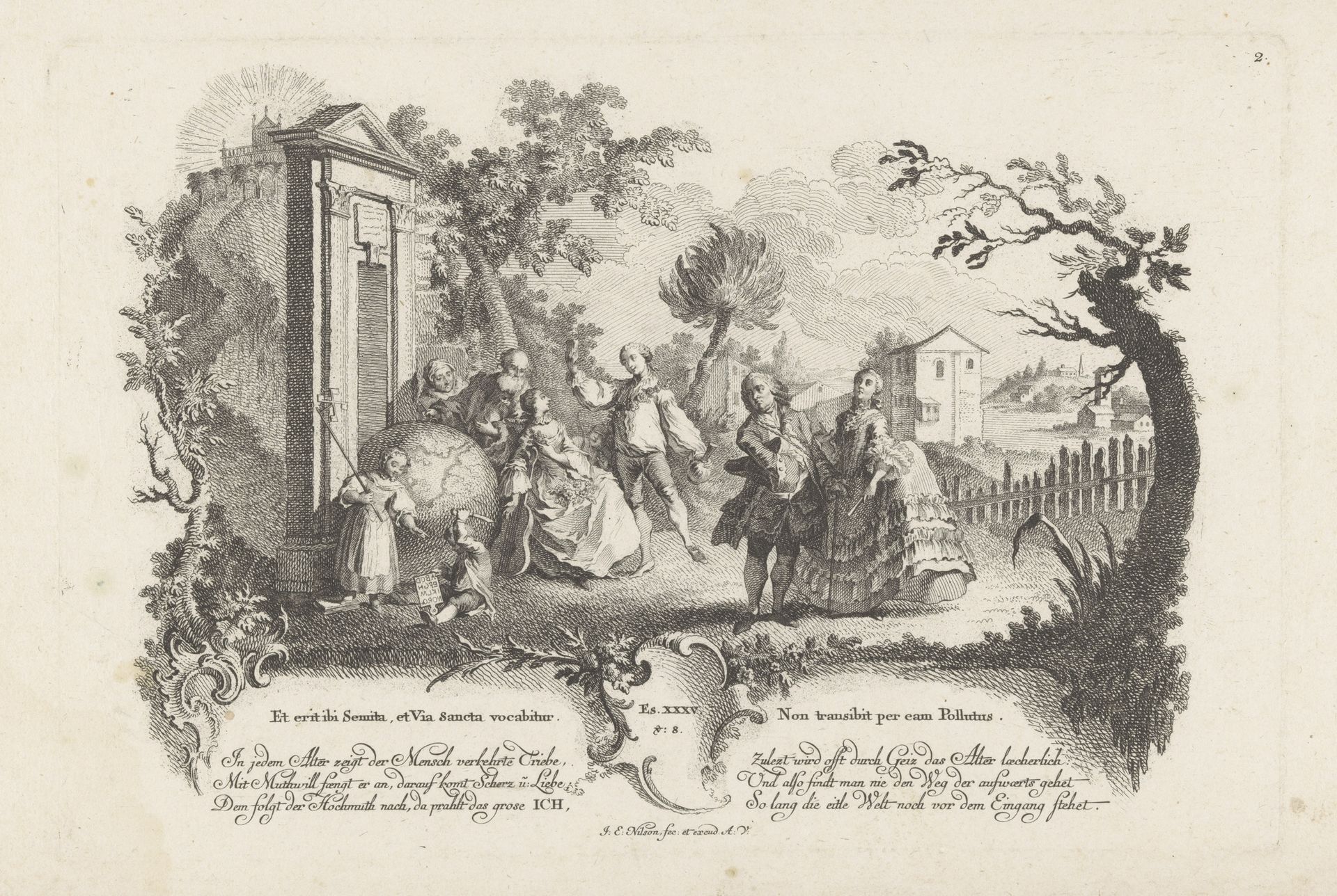 IJdele wereld verspert de weg omhoog by Johann Esaias Nilson
