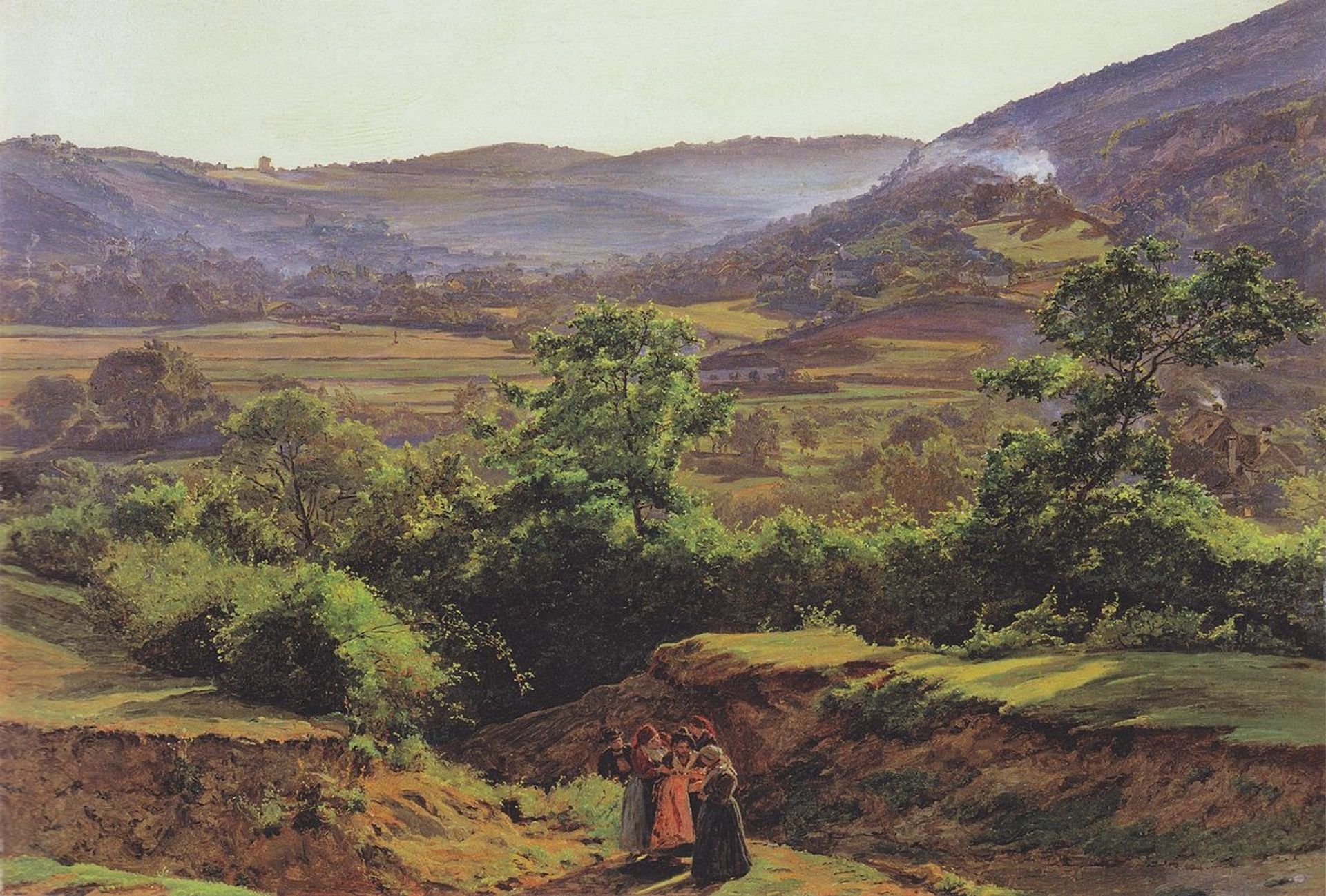 Mountain landscape with the ruins of Liechtenstein in Mödling by Ferdinand Georg Waldmüller