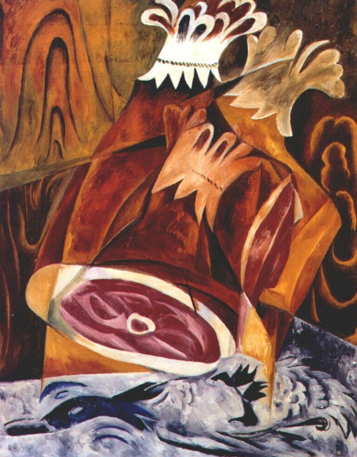 Still life with ham by Natalia Goncharova