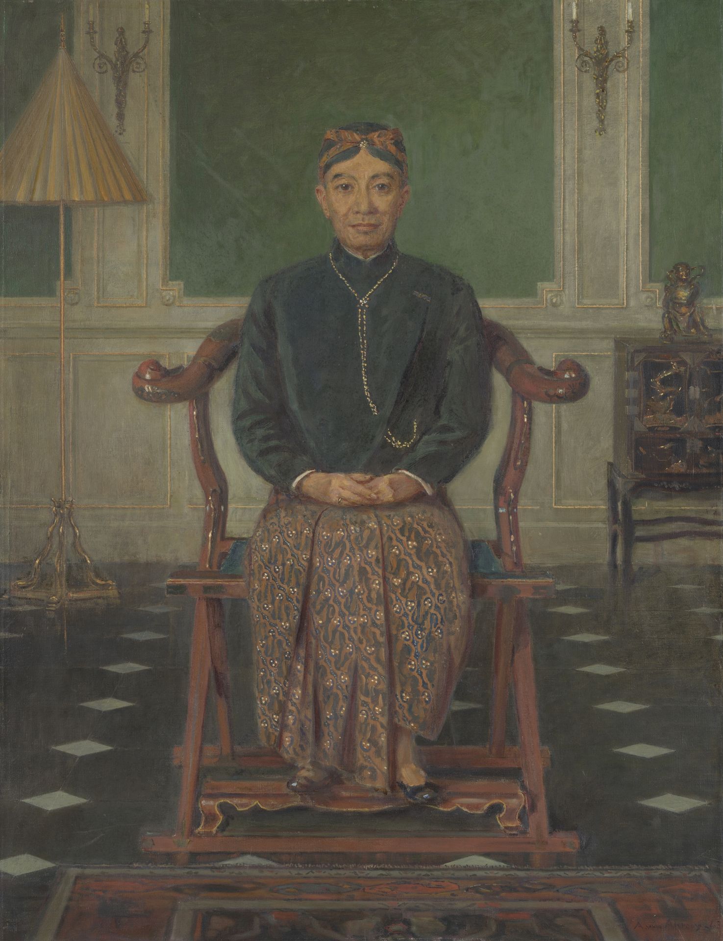 Portret van Pangeran Ario Soejono, minister zonder portefeuille in oorlogskabinet te Londen by Anton Abraham van Anrooy