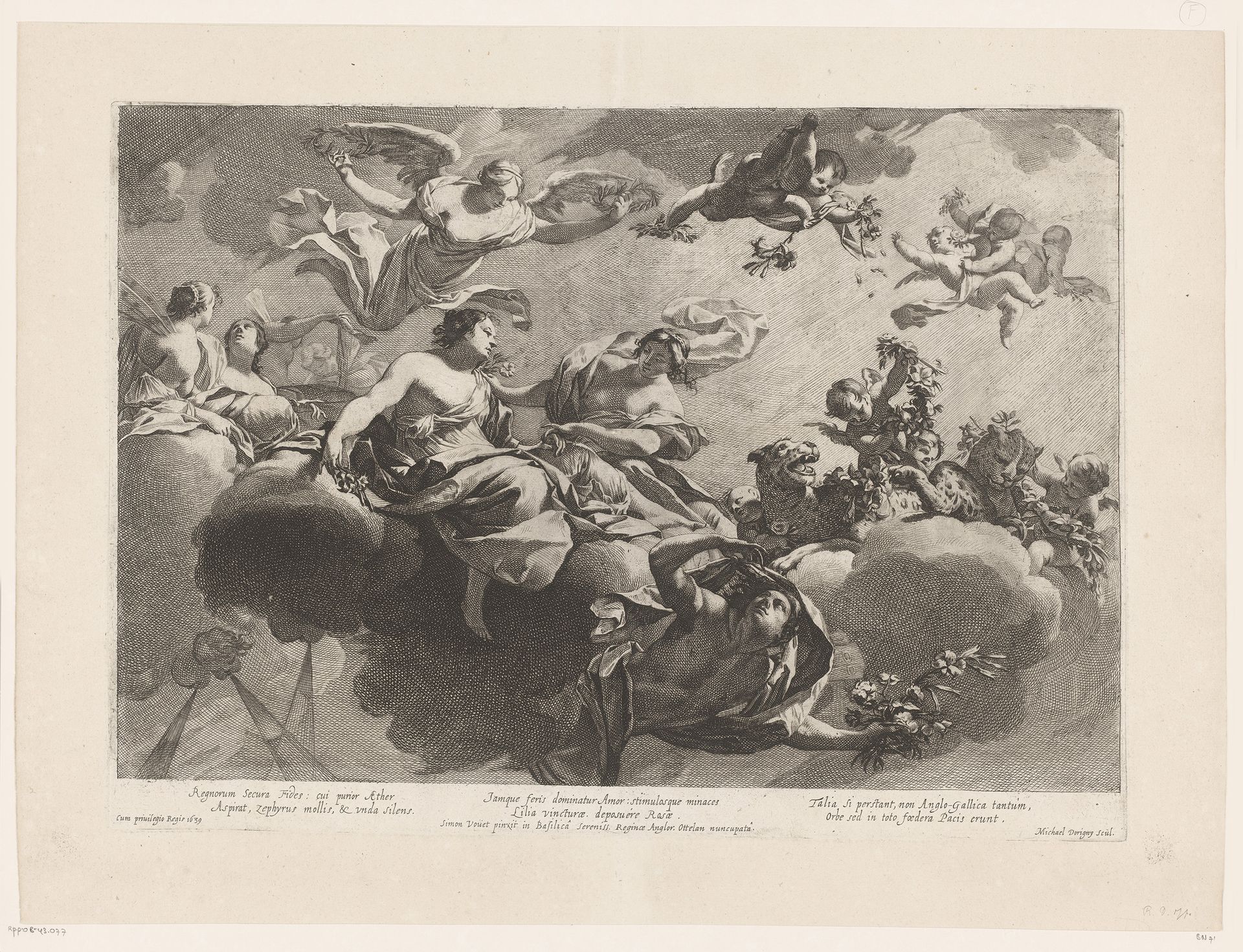 Allegorie op de vrede tussen Frankrijk en Engeland by Michel Dorigny