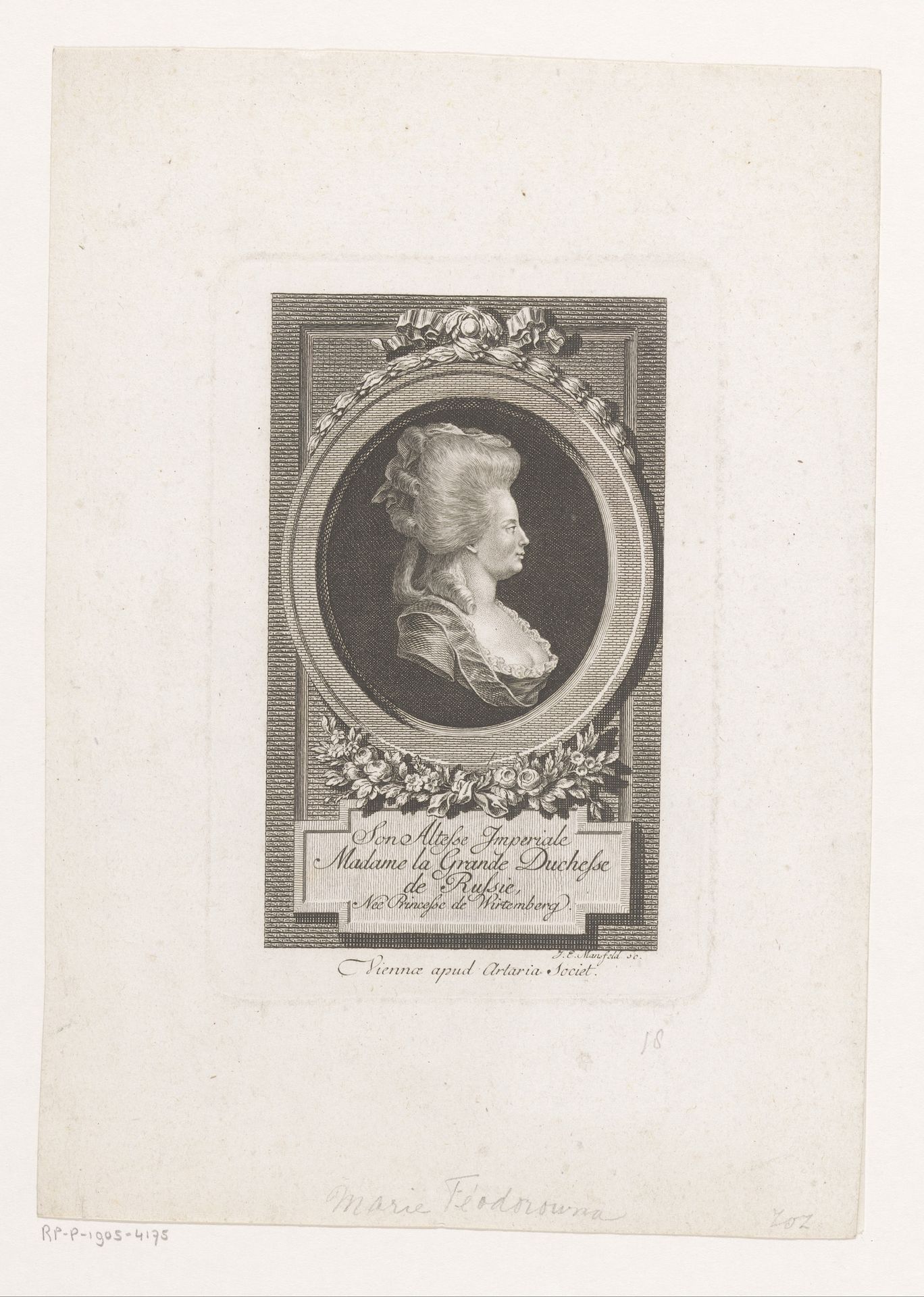 Portret van Maria Fjodorovna I, keizerin van Rusland by Johann Ernst Mansfeld