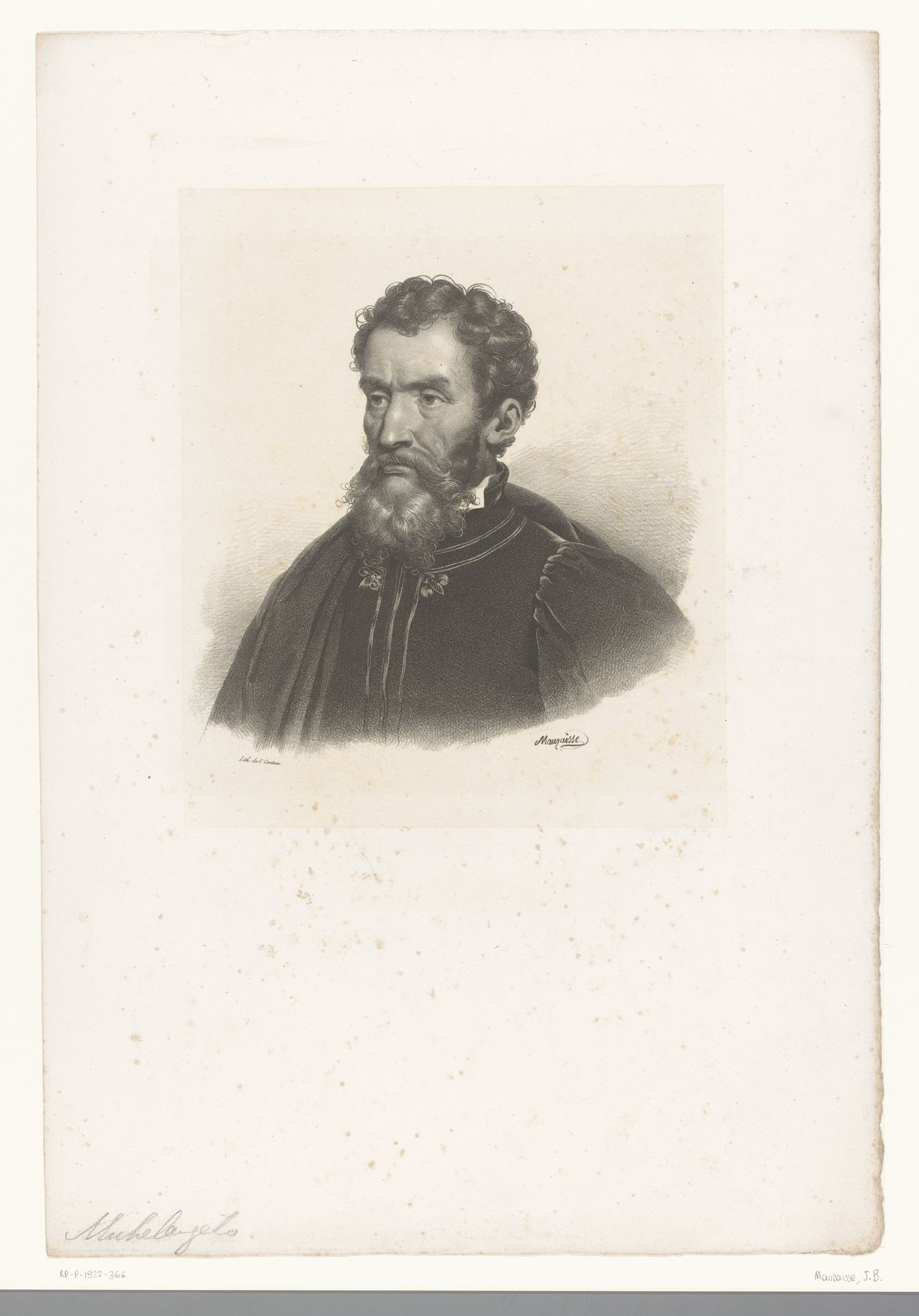 Portret van Michelangelo by Jean-Baptiste Mauzaisse