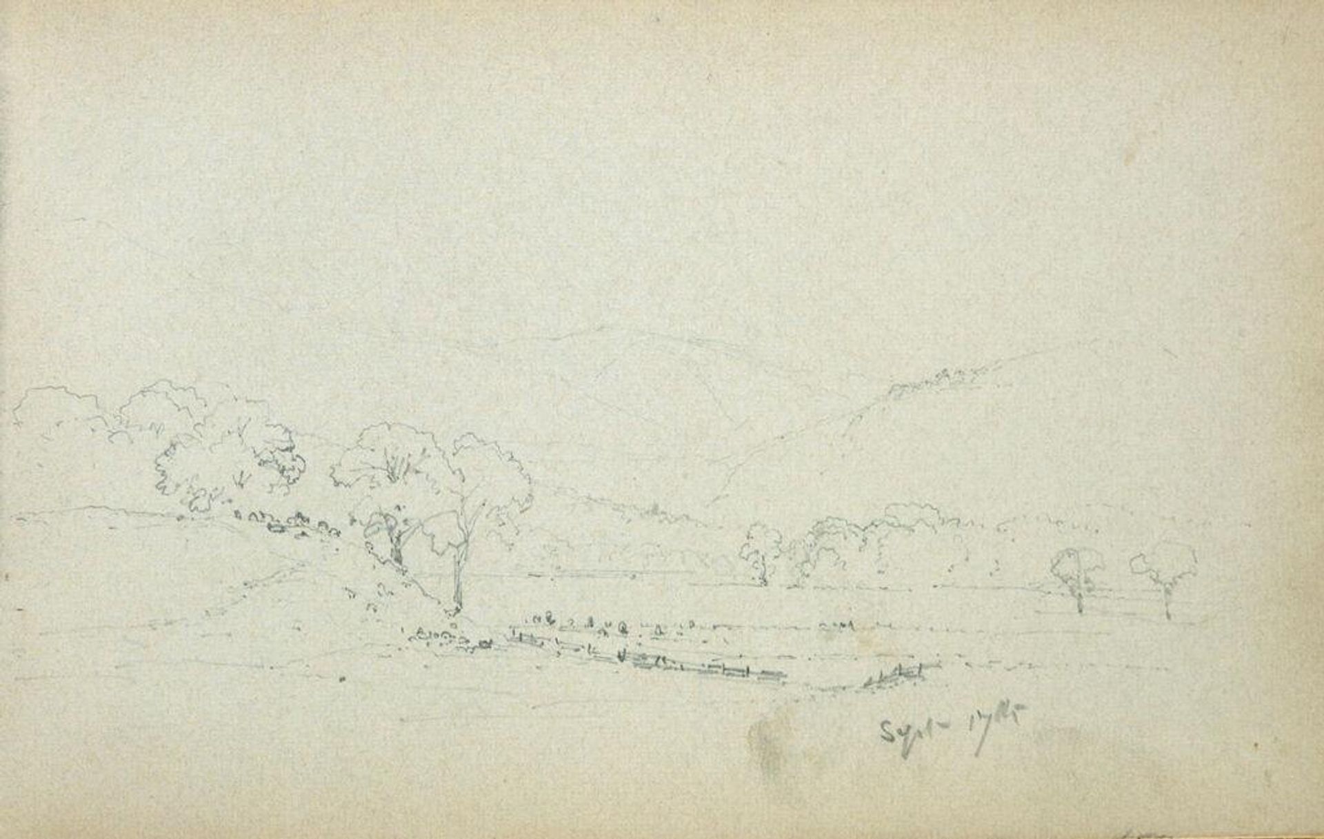 Landscape; verso: blank page by Benjamin Champney