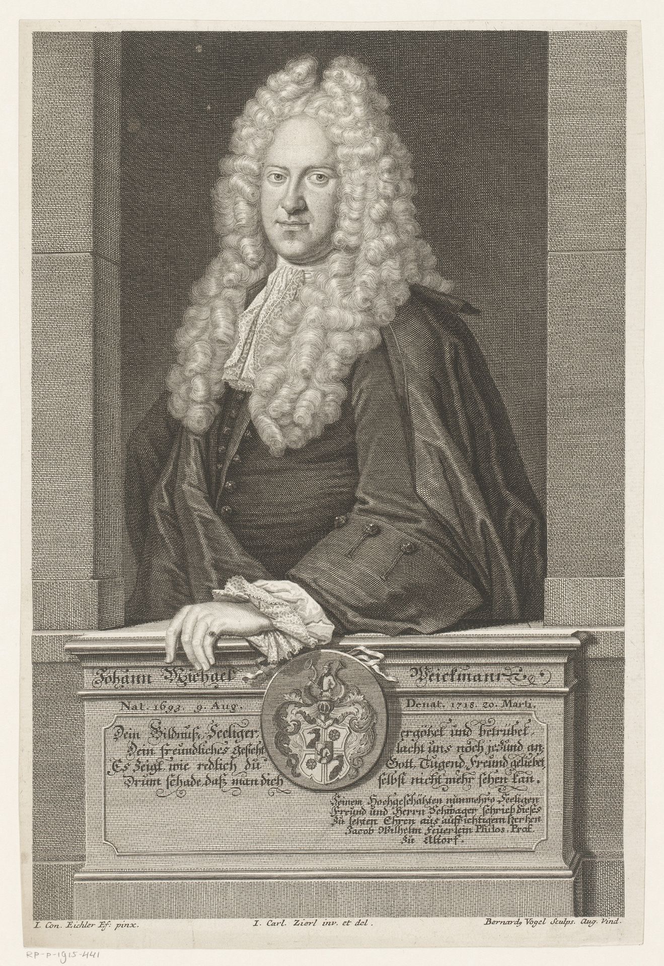 Portret van Johann Michael Weickmann by Bernhard Vogel