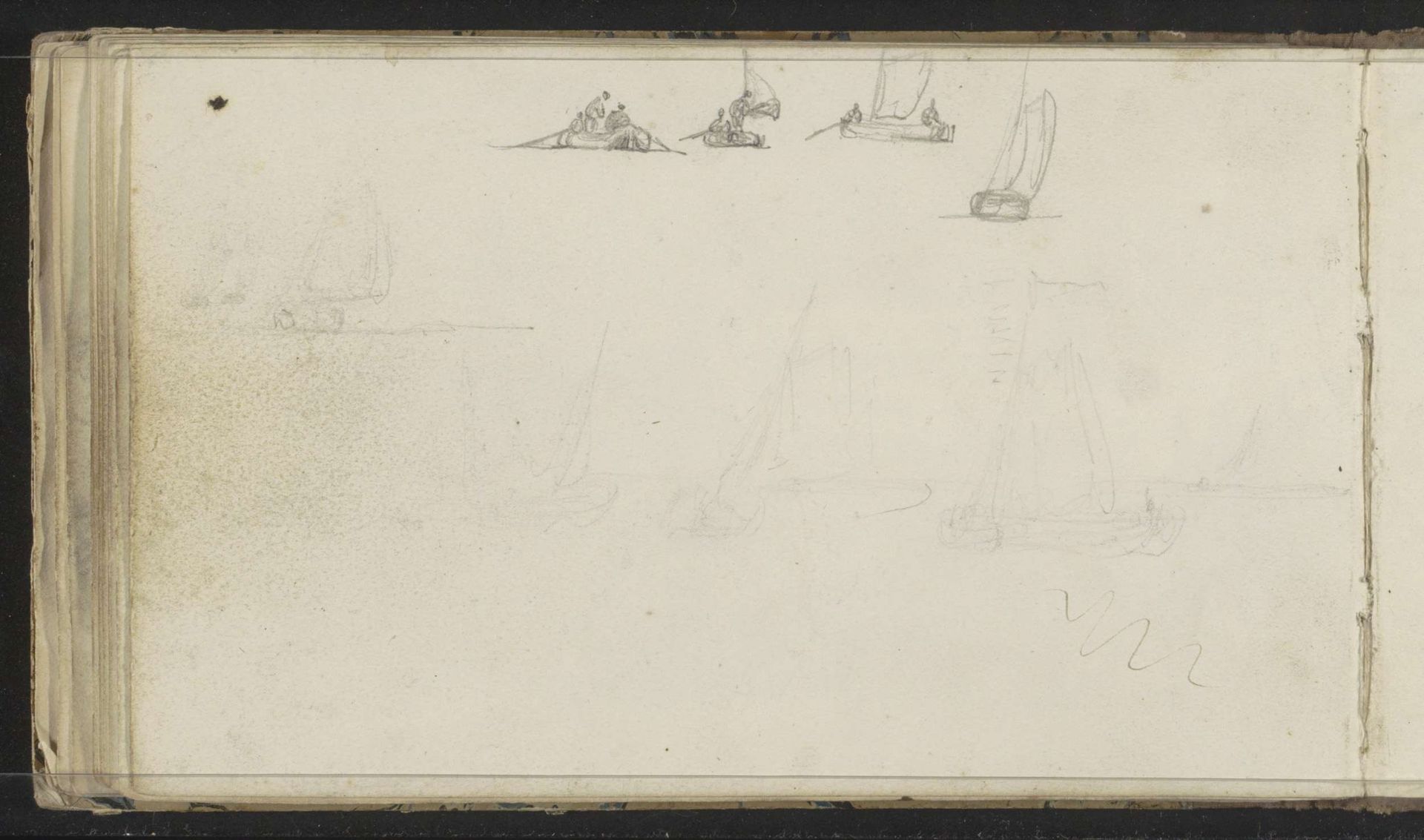 Studieblad met roei- en zeilboten by Arnoldus Johannes Eymer