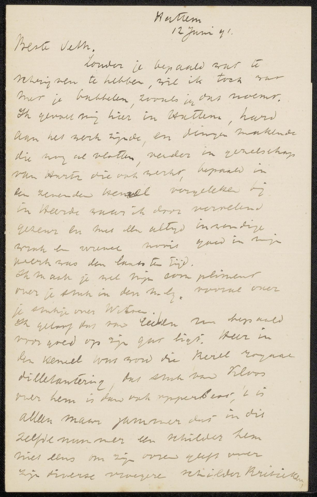 Brief aan Jan Veth by Richard Nicolaüs Roland Holst
