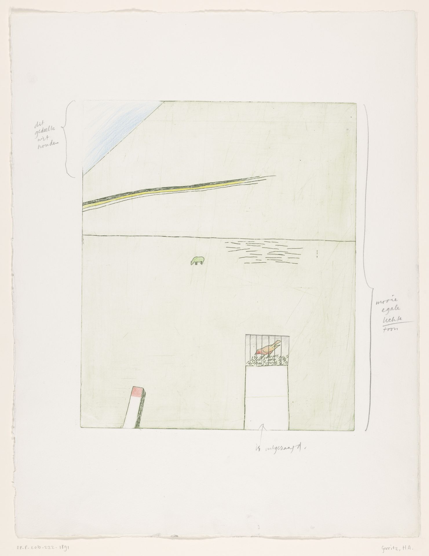 Vogel in kooi by Harrie A. Gerritz