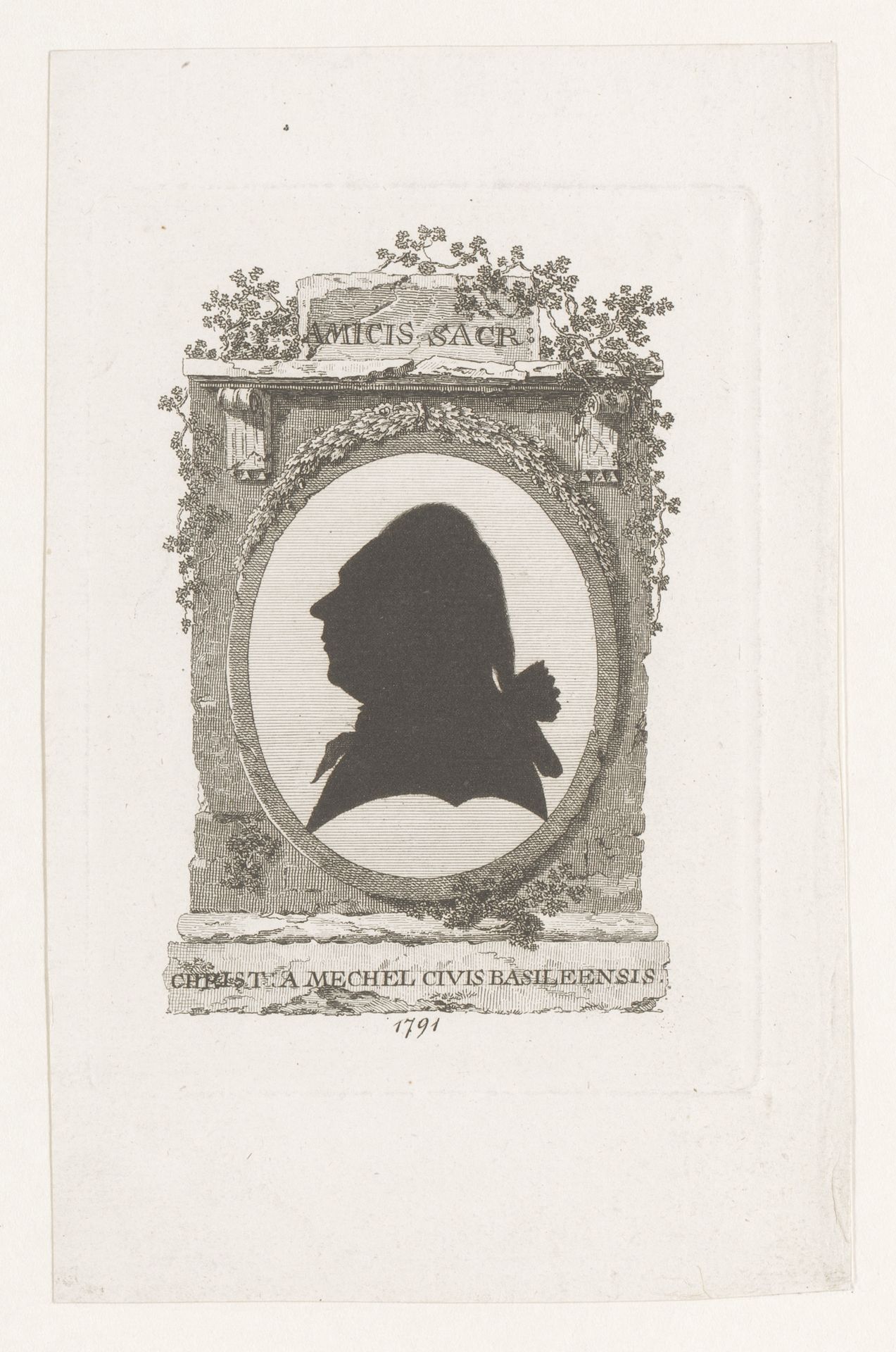 Zelfportret in silhouet by Christian von Mechel