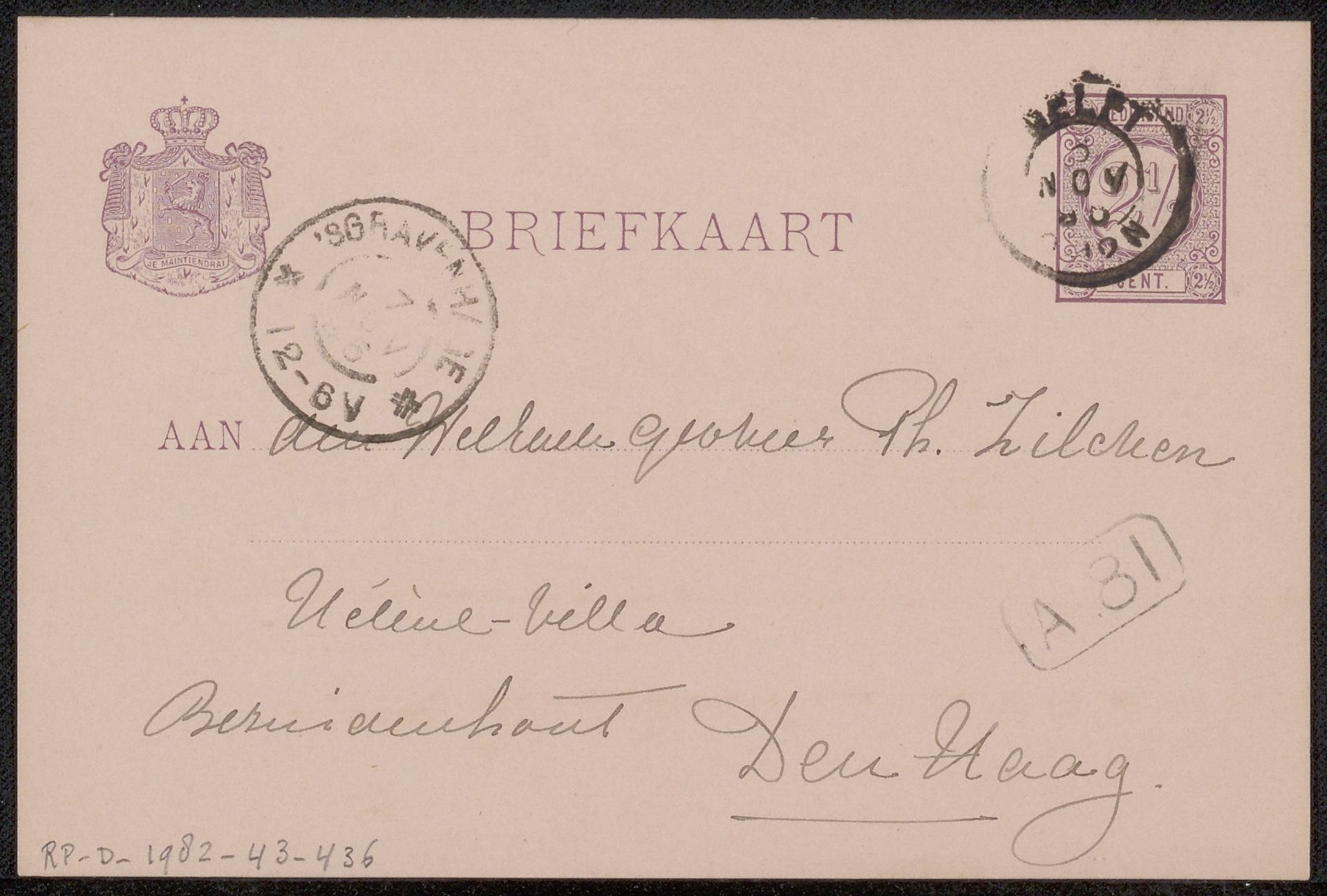 Briefkaart aan Philip Zilcken by Tony Lodewijk George Offermans