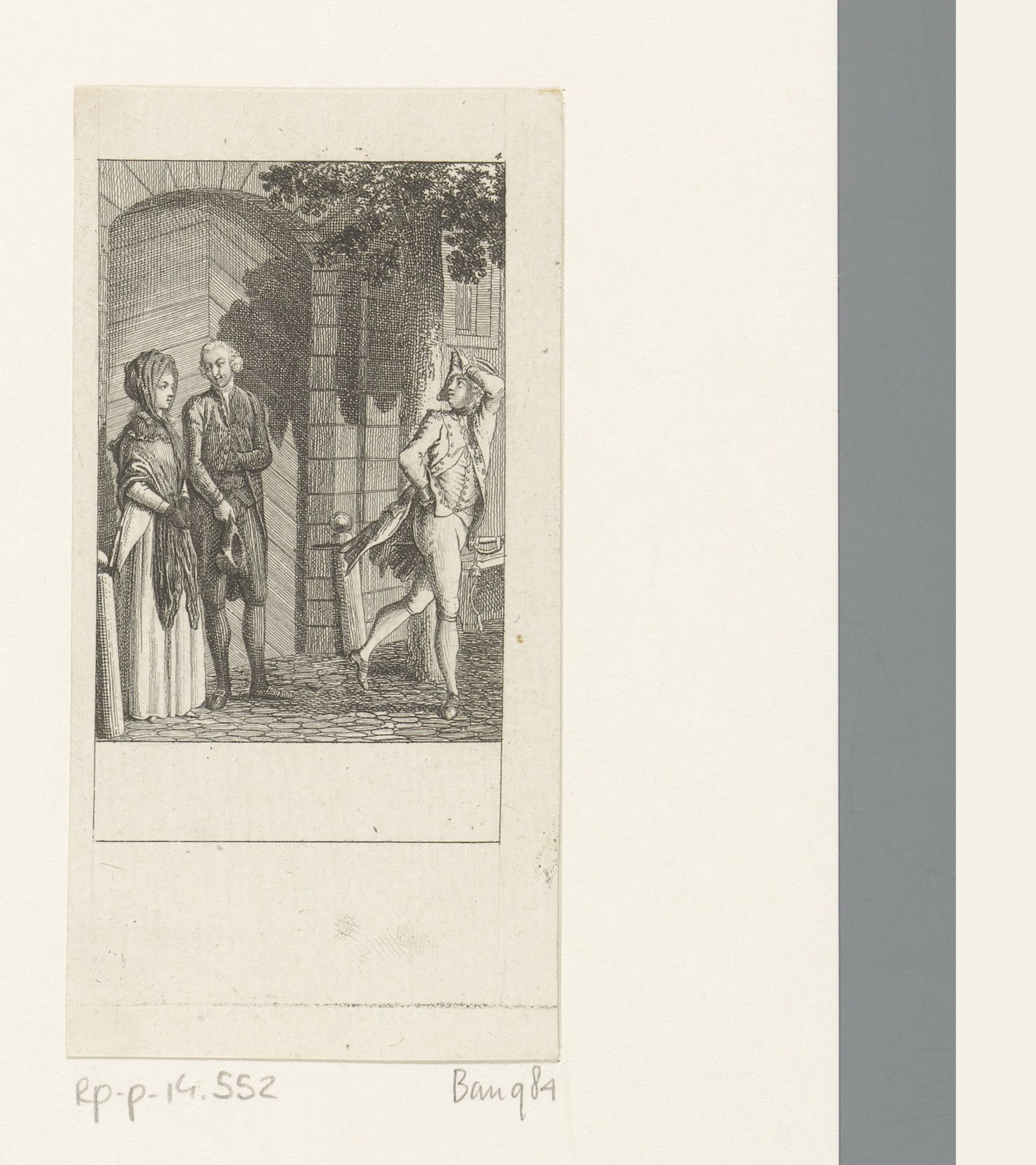 Yorick en de dame worden in hun gesprek onderbroken door een Fransman by Daniel Nikolaus Chodowiecki