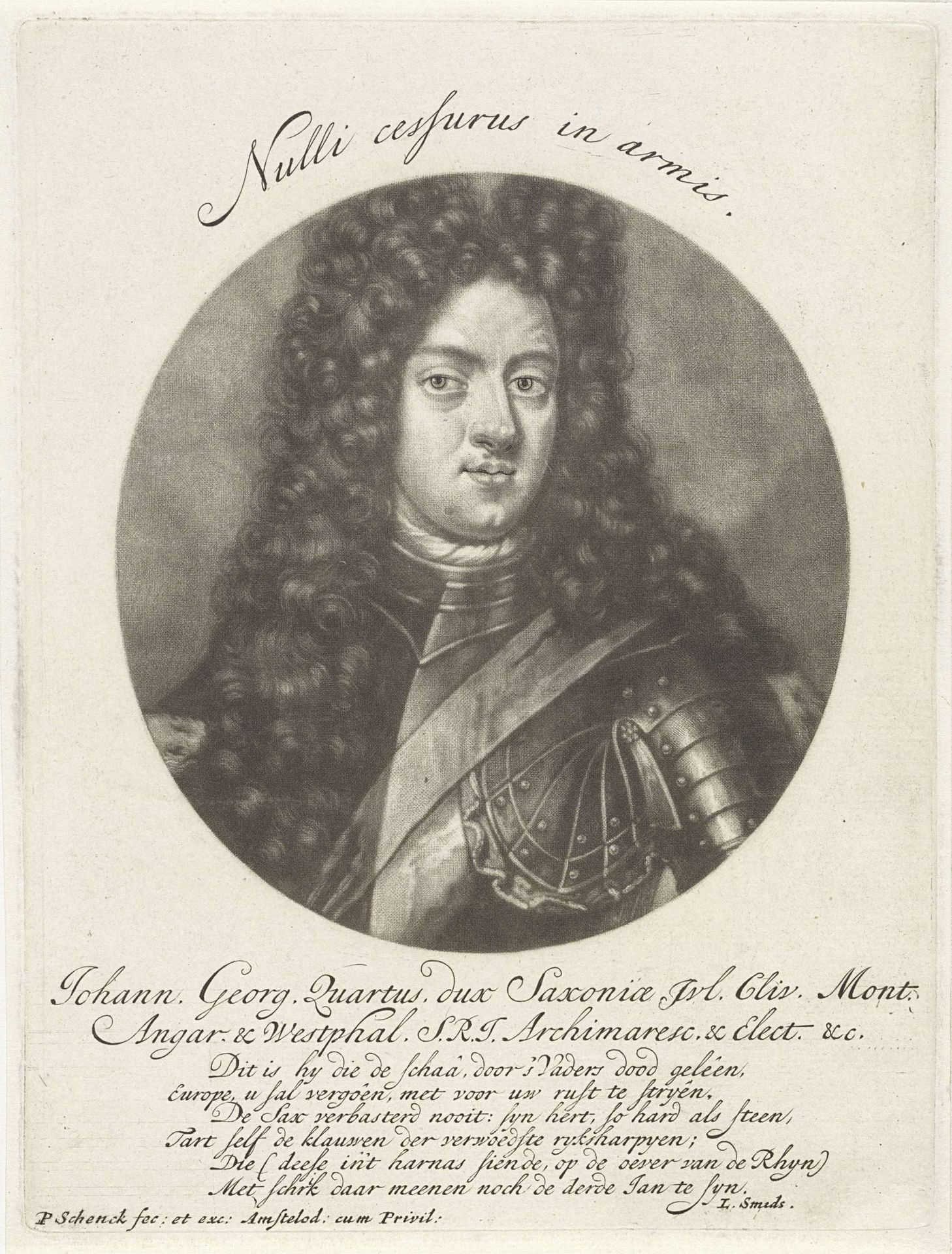 Portret van Johan Georg IV van Saksen by Pieter Schenk