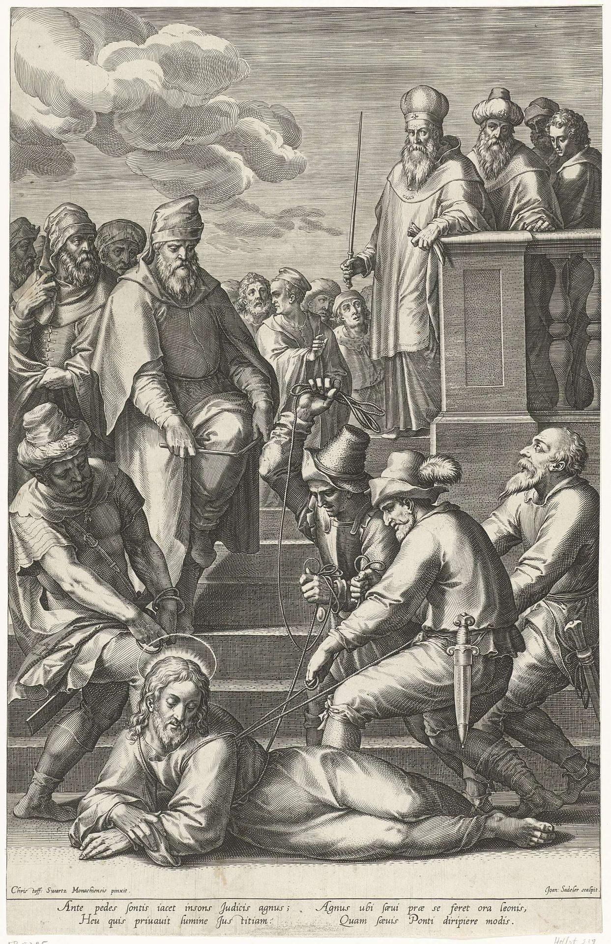 Pilatus breekt het riet by Johann Sadeler I