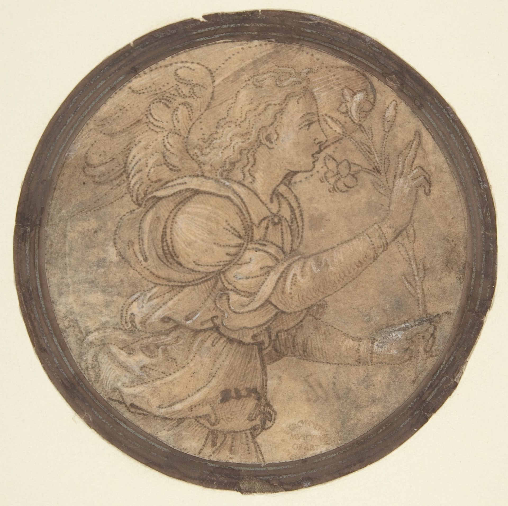 The Angel of the Annunciation (Cartoon for an Embroidery) by Raffaellino del Garbo (also known as Raffaelle de' Capponi and Raffaelle de' Carli)