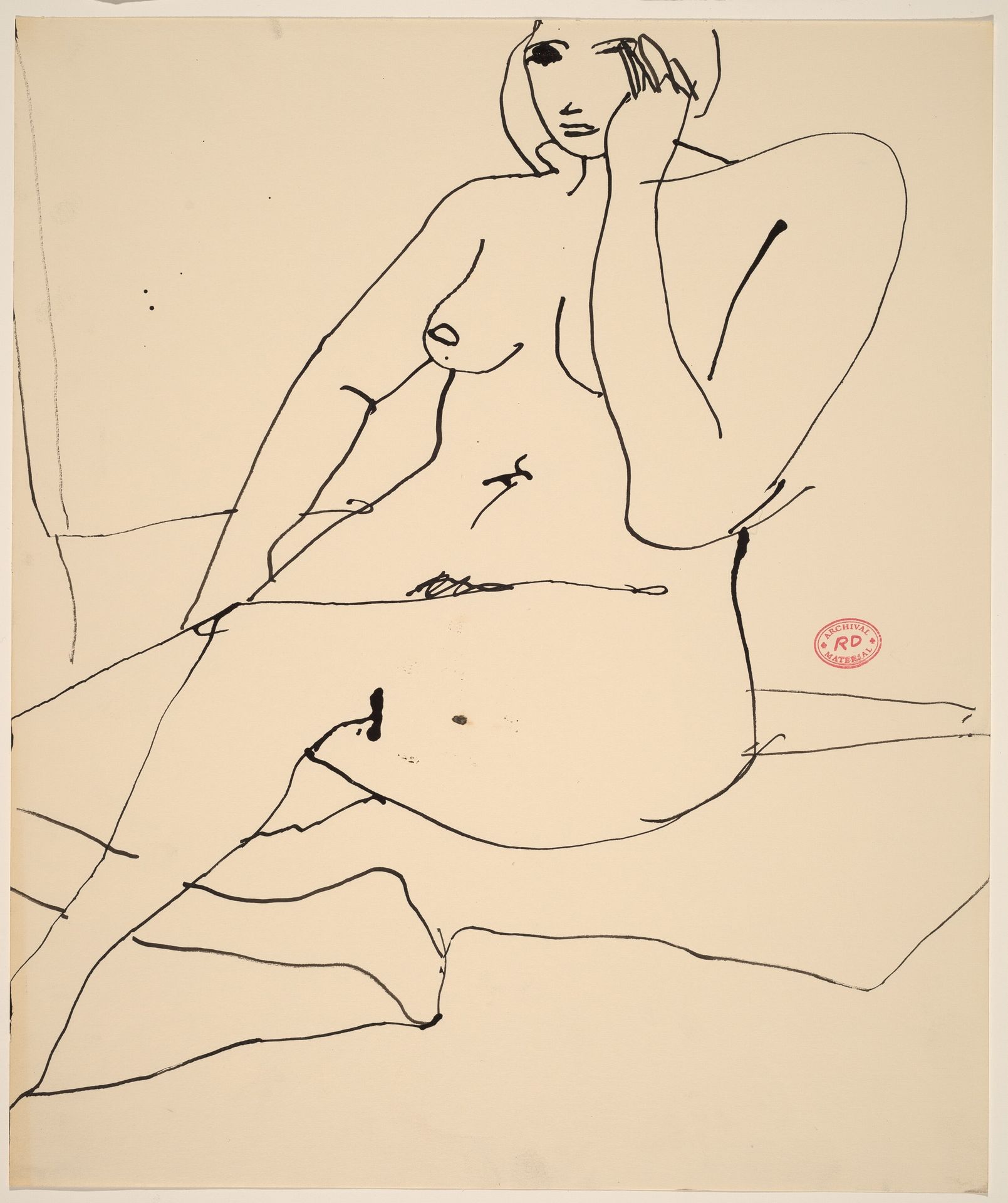 Untitled [seated nude covering her left cheek] by Richard Diebenkorn
