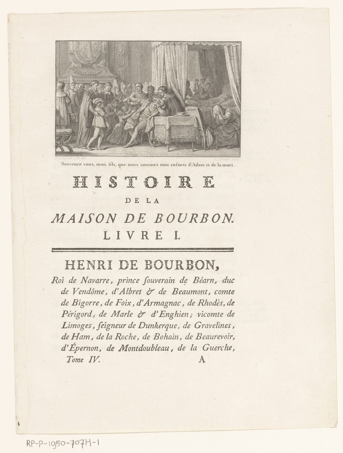 Rouwende edelen rond het sterfbed van Antoine de Bourbon by Benoit Louis Prevost