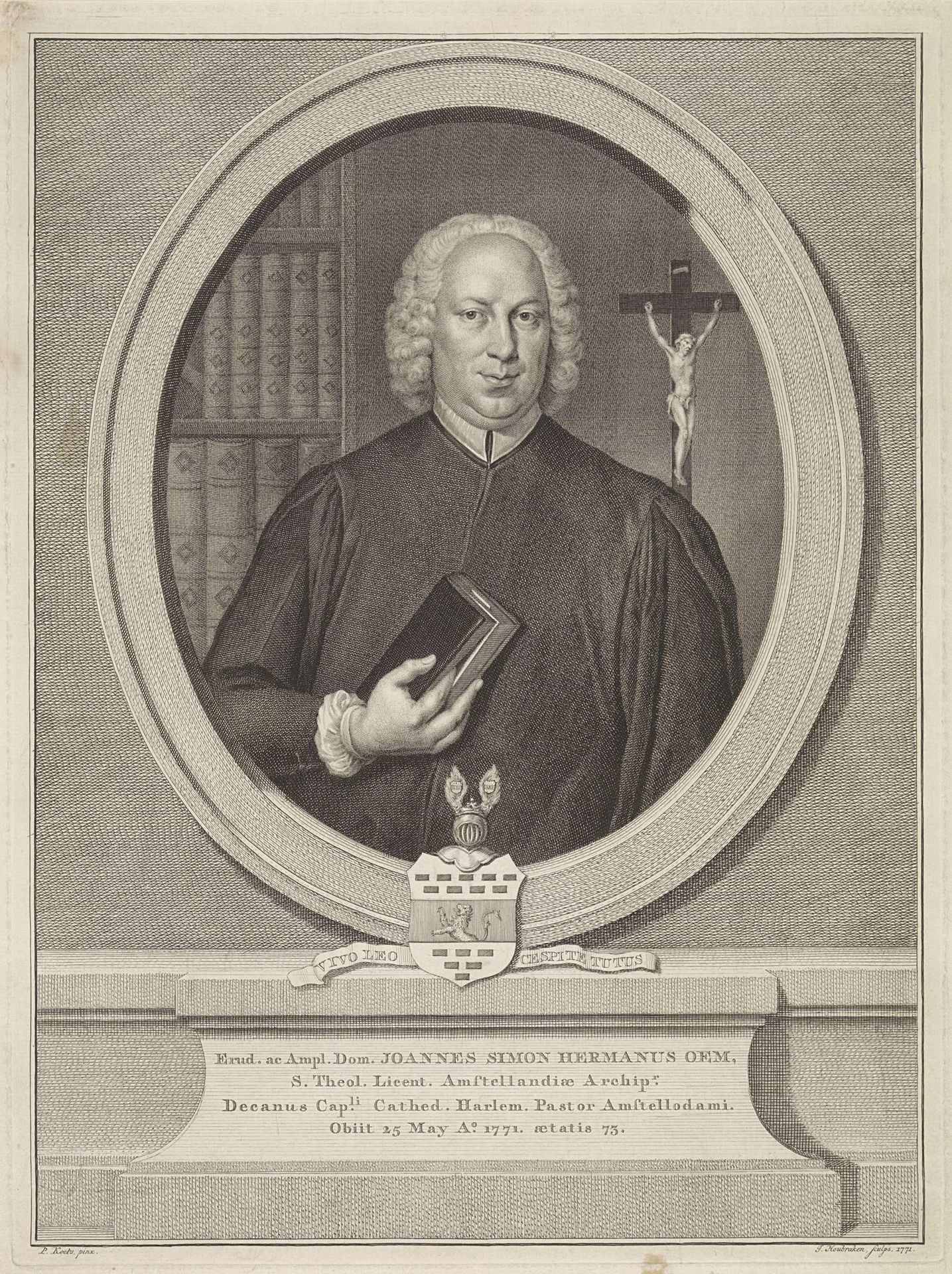 Portret van Joannes Simon Hermannus Oem by Jacob Houbraken