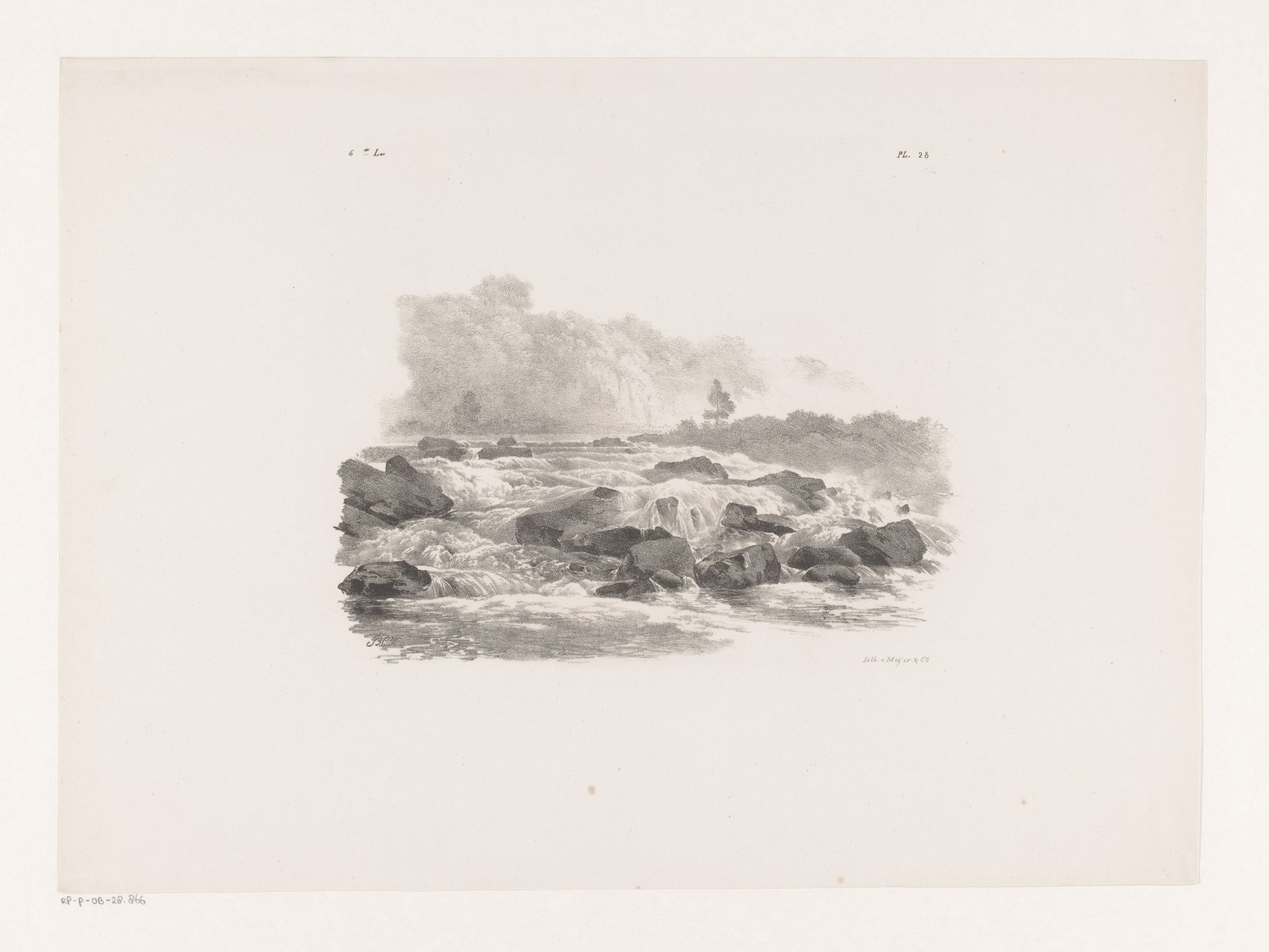 Stenen in een rivier by Barend Cornelis Koekkoek