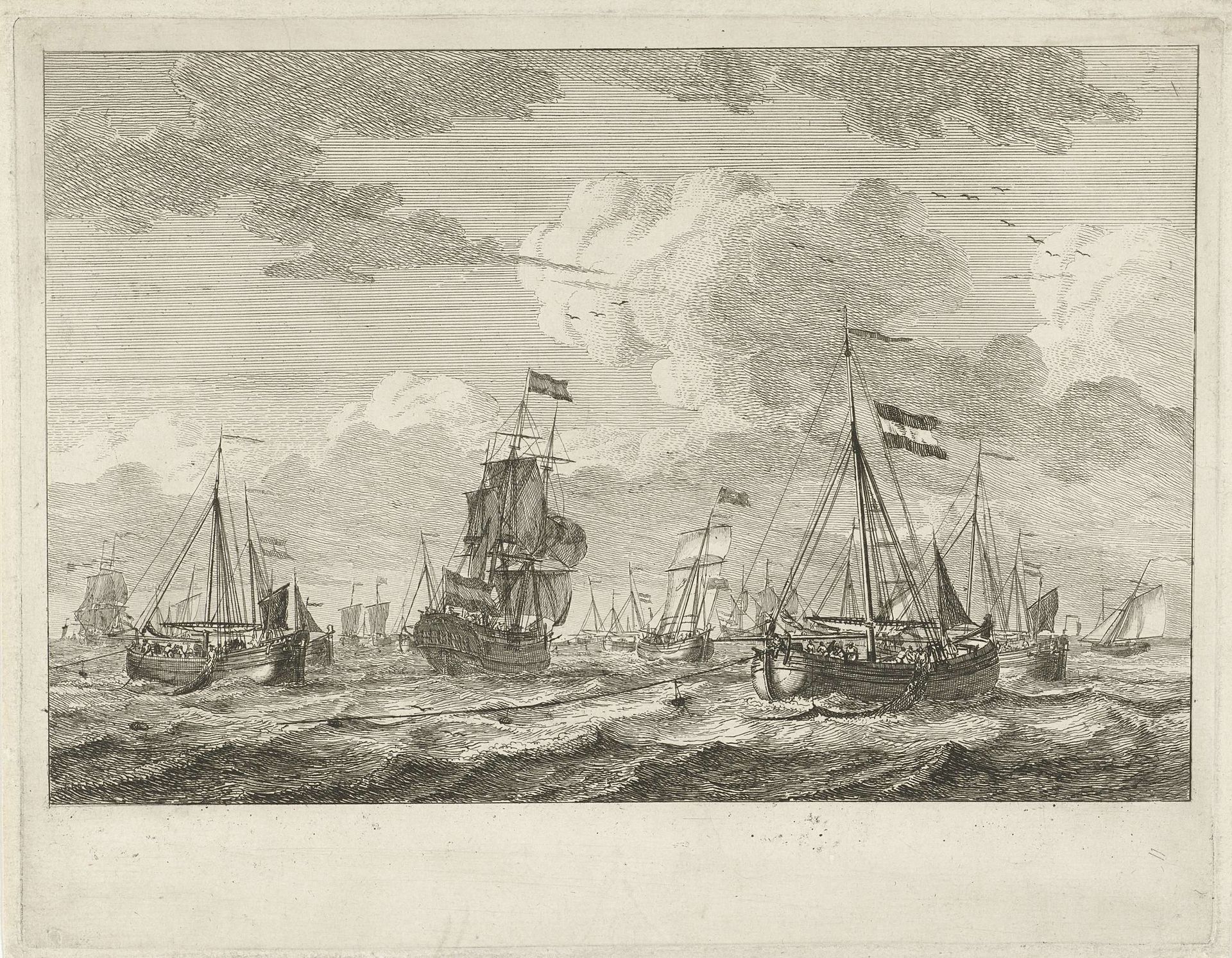 Vissersboten op open water by Gerrit Groenewegen