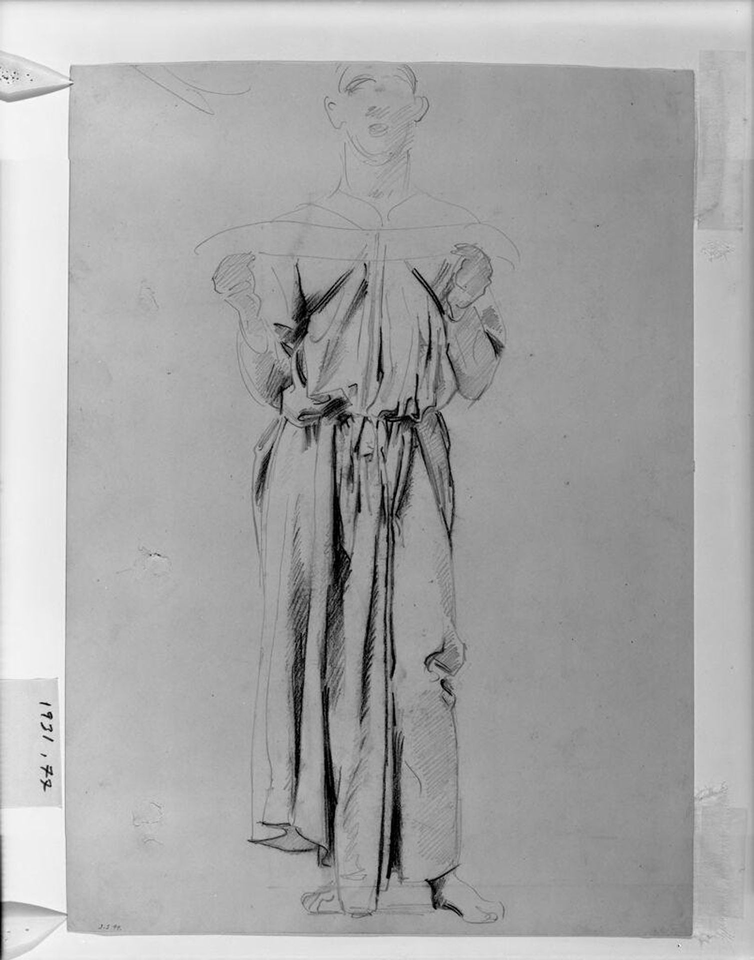 Sketch of a Choirboy; verso:  Crucifixion Sketches, for Boston Public Library by John Singer Sargent