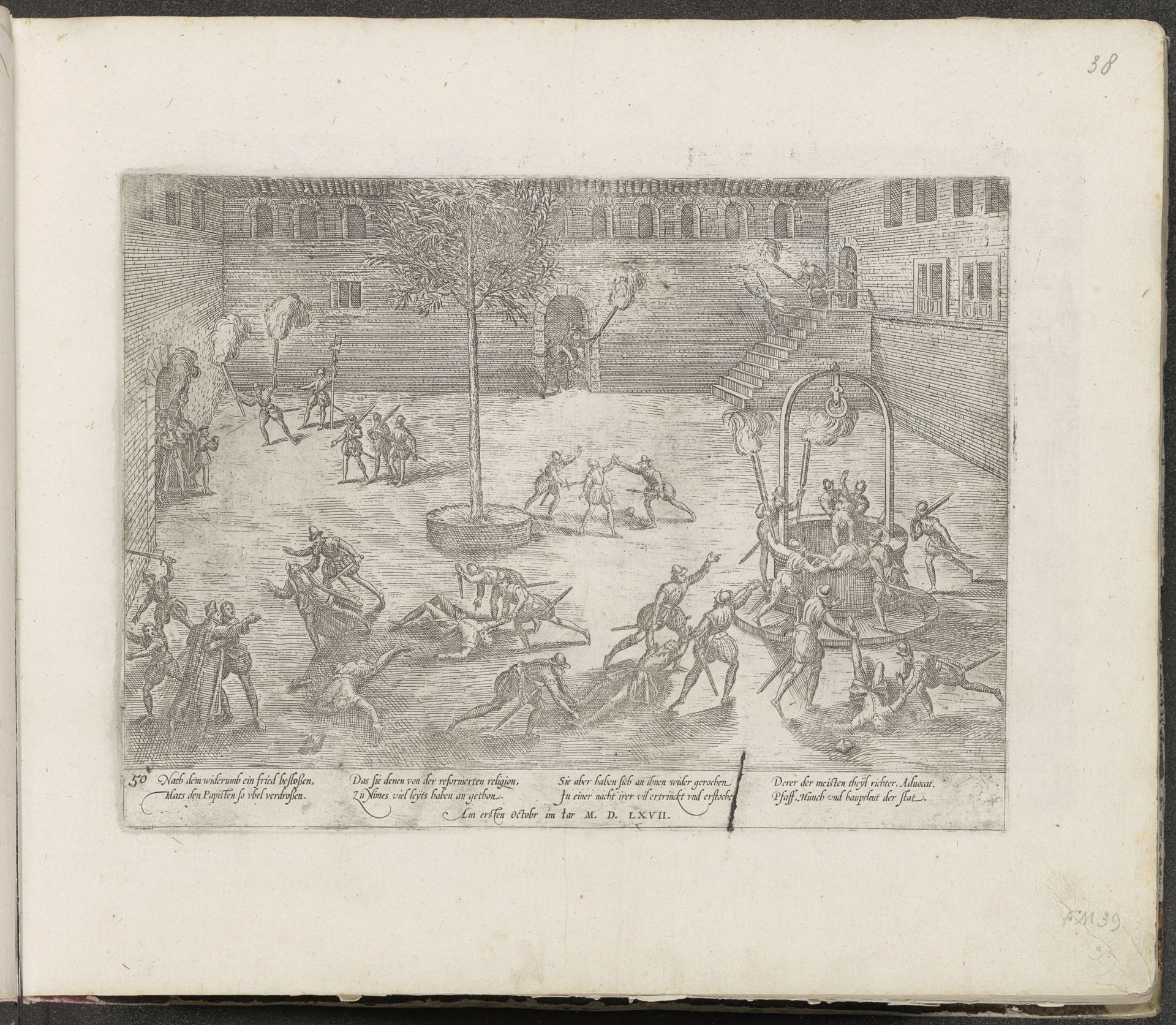 Overval op een klooster te Nîmes door de hugenoten, 1567 by Frans Hogenberg