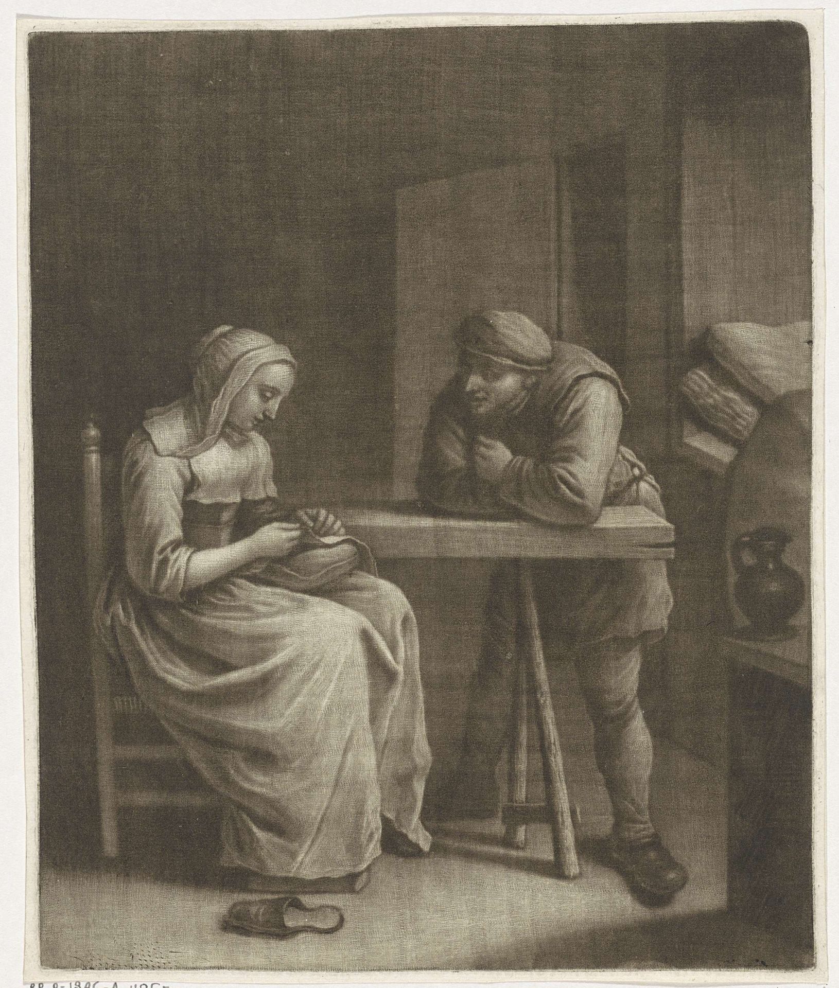 Naaister en een man by Wallerant Vaillant