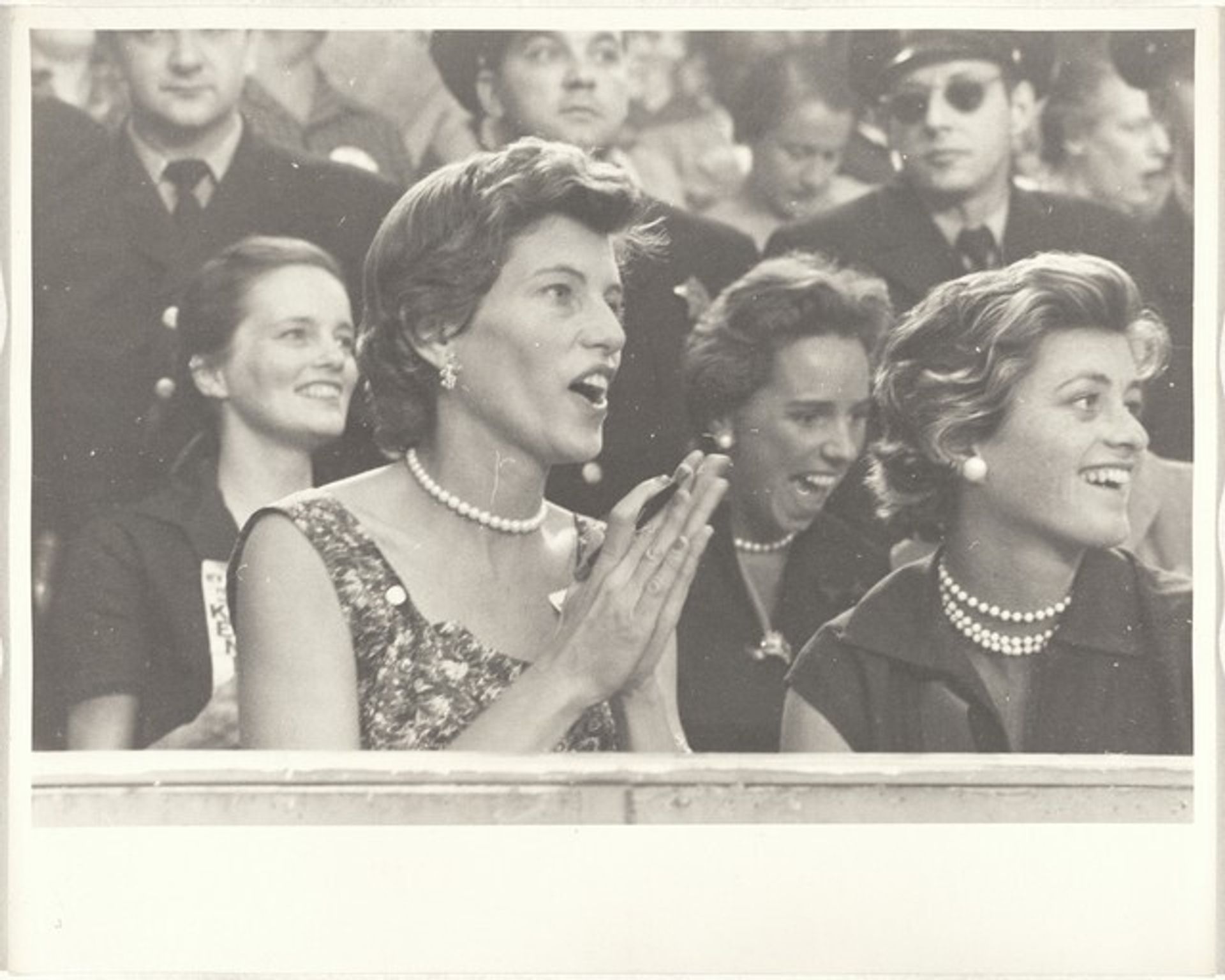 Ethel, Eunice, and Pat Kennedy, convention hall--Chicago by Robert Frank