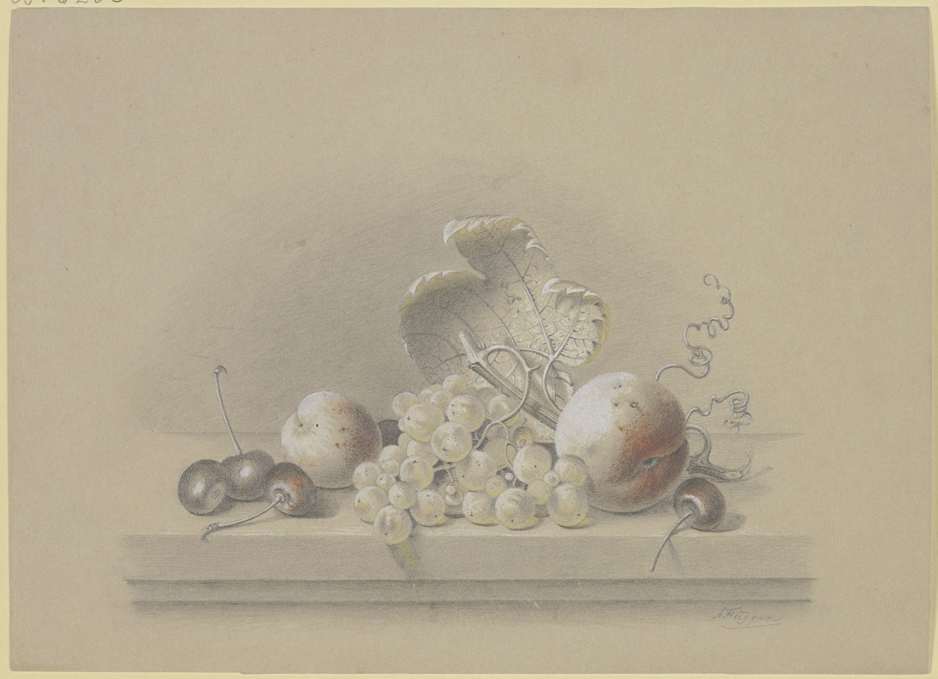 Kirschen, Pfirsiche und Trauben by A. Flüggen