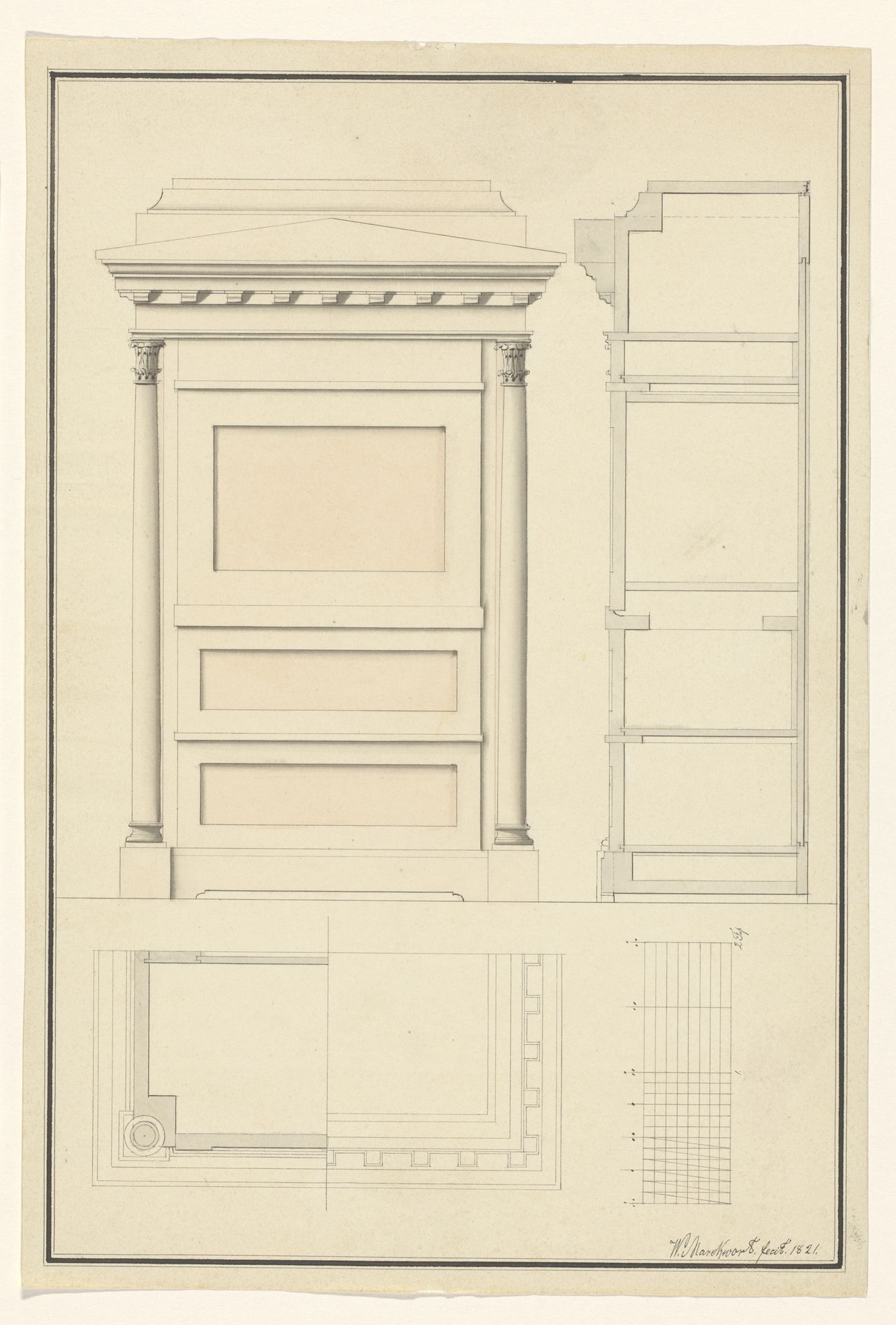 Ontwerp voor een secretaire by Carl Wilhelm Marckwort